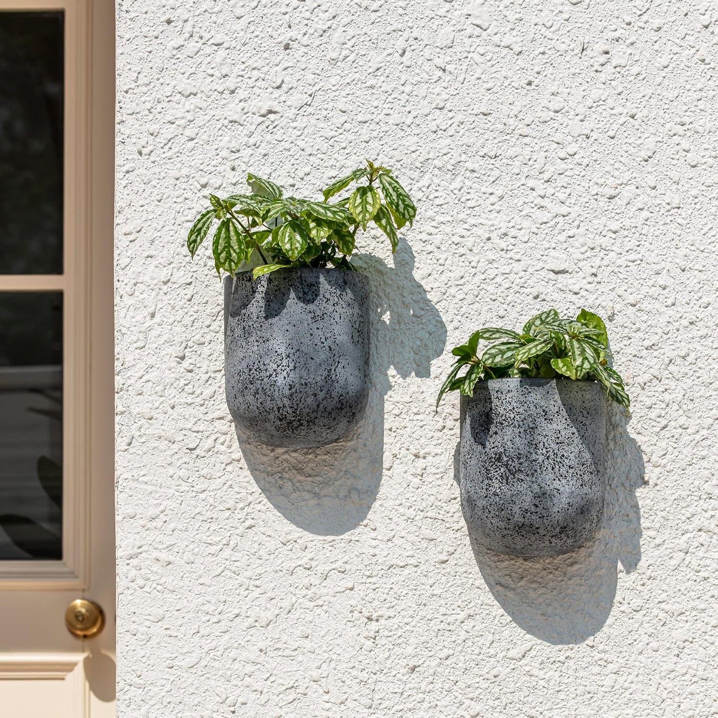 LA JOLIE MUSE Wall Hanging Planters for Indoor Plants，Hanging Flower Pots for Air Plants Succulent, Set of 2, 6 Inch, Rock Gray