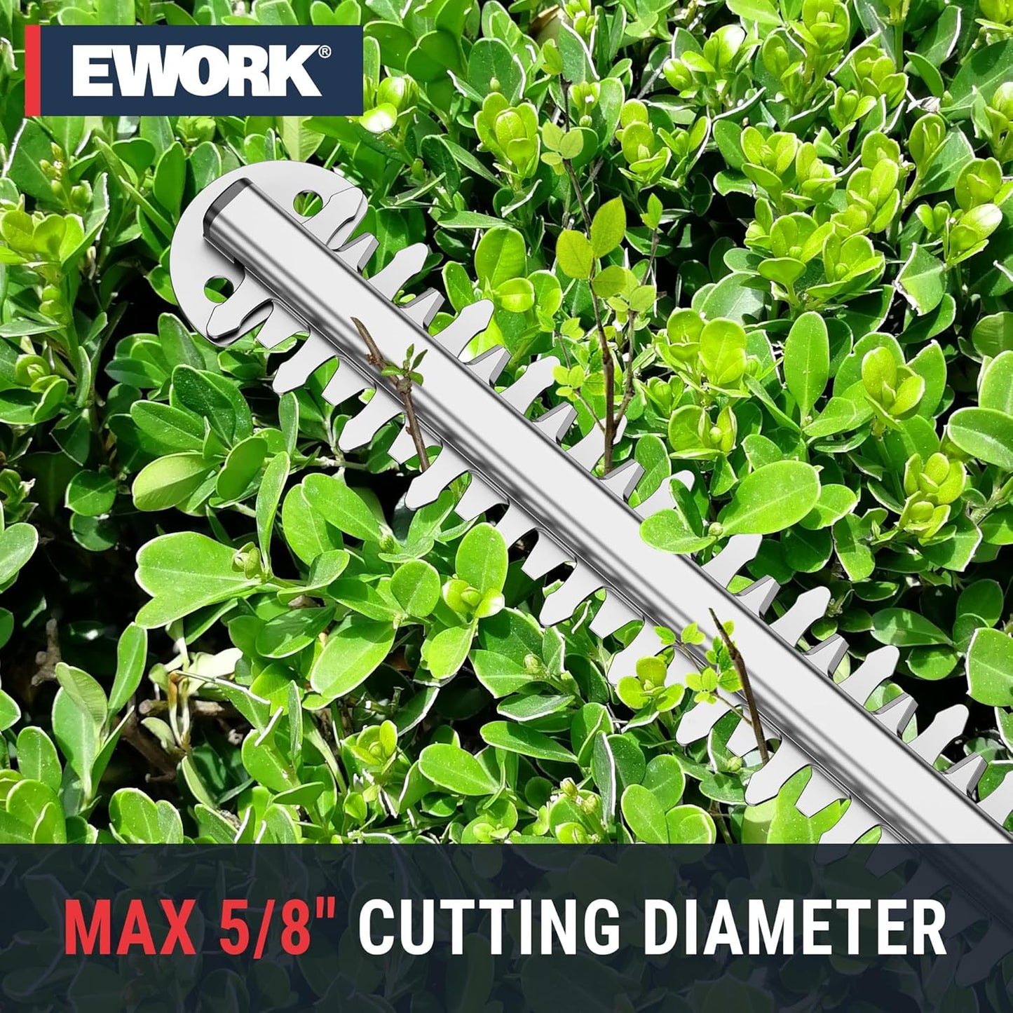 EWORK 20V 22-Inch Electric Hedge Trimmer Cordless 5/8" Cutting Capacity, Lightweight 4.3 Lbs, Battery Powered Bush Trimmer, Handheld Shrub Trimmers with Battery and Charger for Garden, Yard