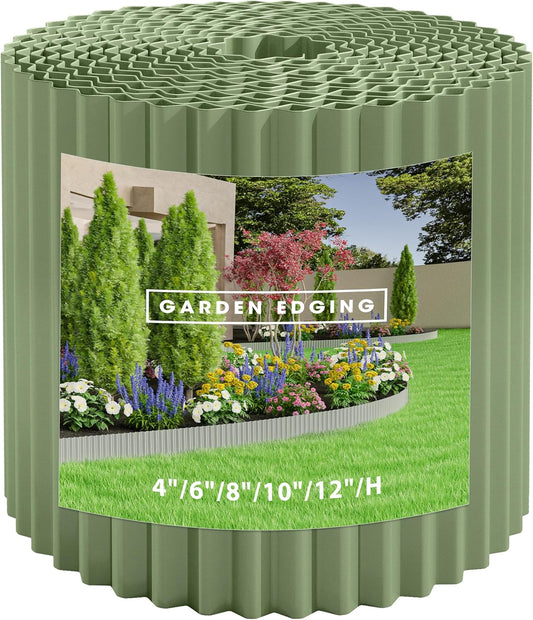 Metal Garden Edging Border, Corrugated Steel Landscaping, DIY for Lawn (Green, 6 Inch x 20FT)