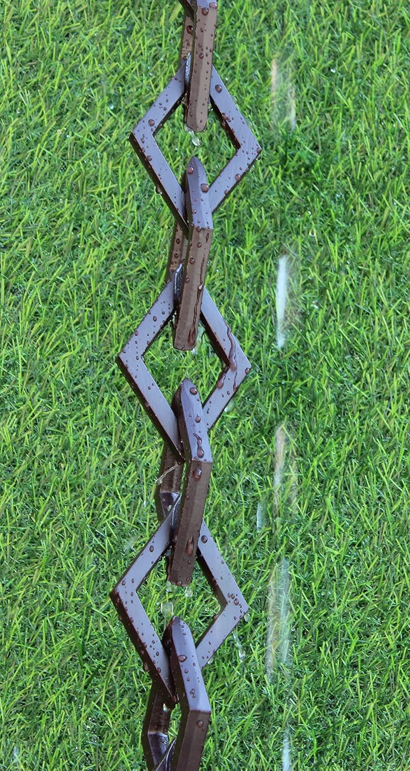 KAM Home Diamond Links Rain Chain with Installation Kit (Brown, 14)