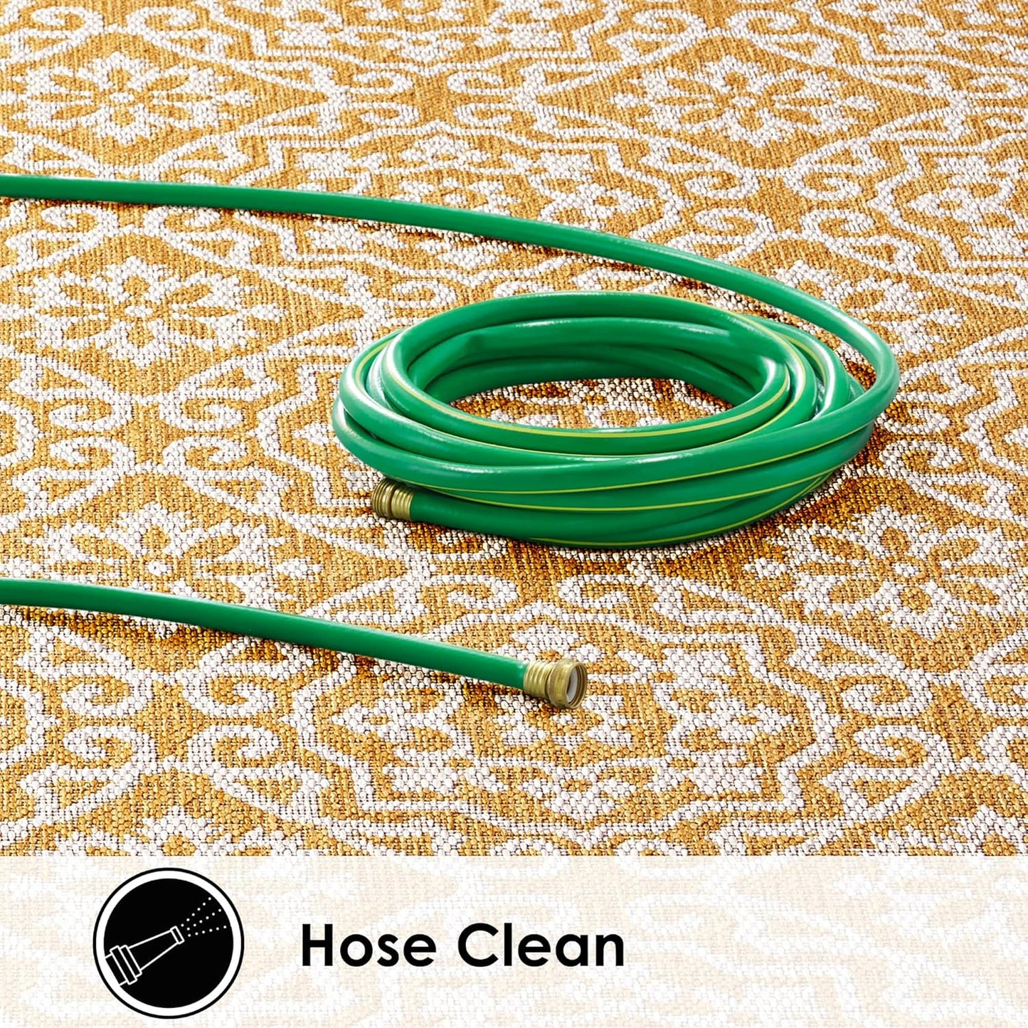 Nicole Miller New York Patio Country Julia Transitional Geometric Indoor/Outdoor Area Rug, Yellow/White, 7'9"x10'2"