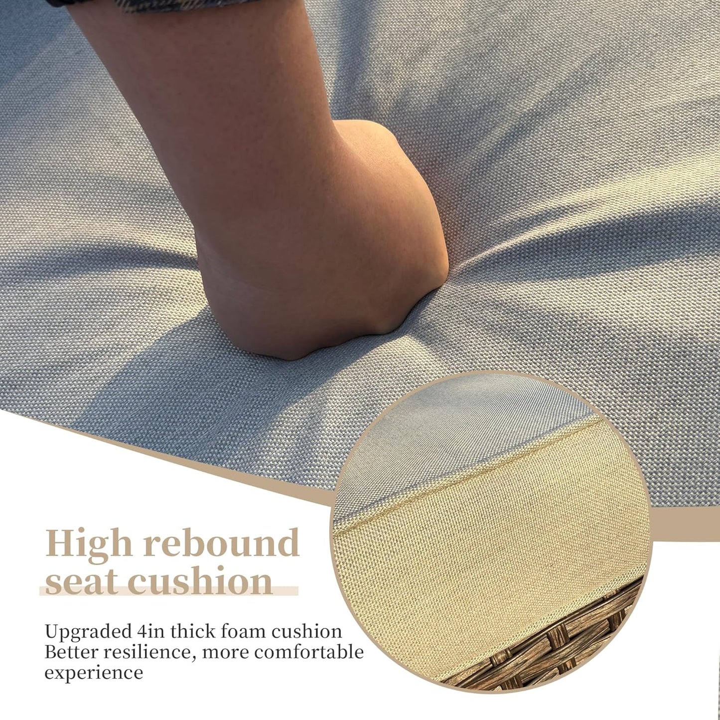 Outdoor Patio Sectional Sofa Set, 4-Piece Rattan Furniture, Patio Conversation Sets with Fire Pit, Swivel Sofa, Seats 2, Light Grey