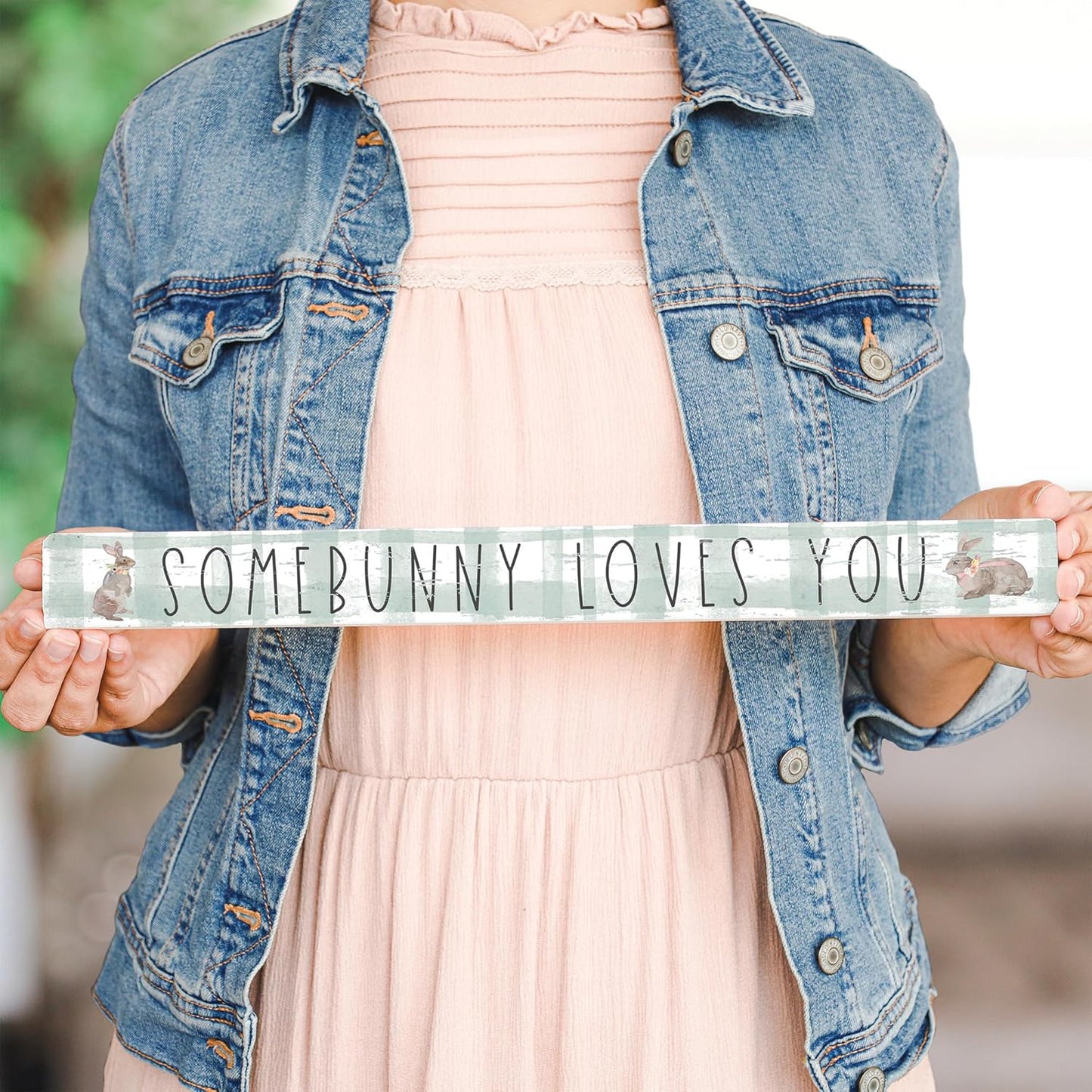 Simply Said, INC Talking Sticks 16" x 1.5" Wood Sign TLK1407 - Somebunny Loves You