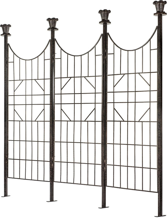 H Potter Large Iron Garden Trellis for Climbing Plants Patio Screen Deck Privacy Fence