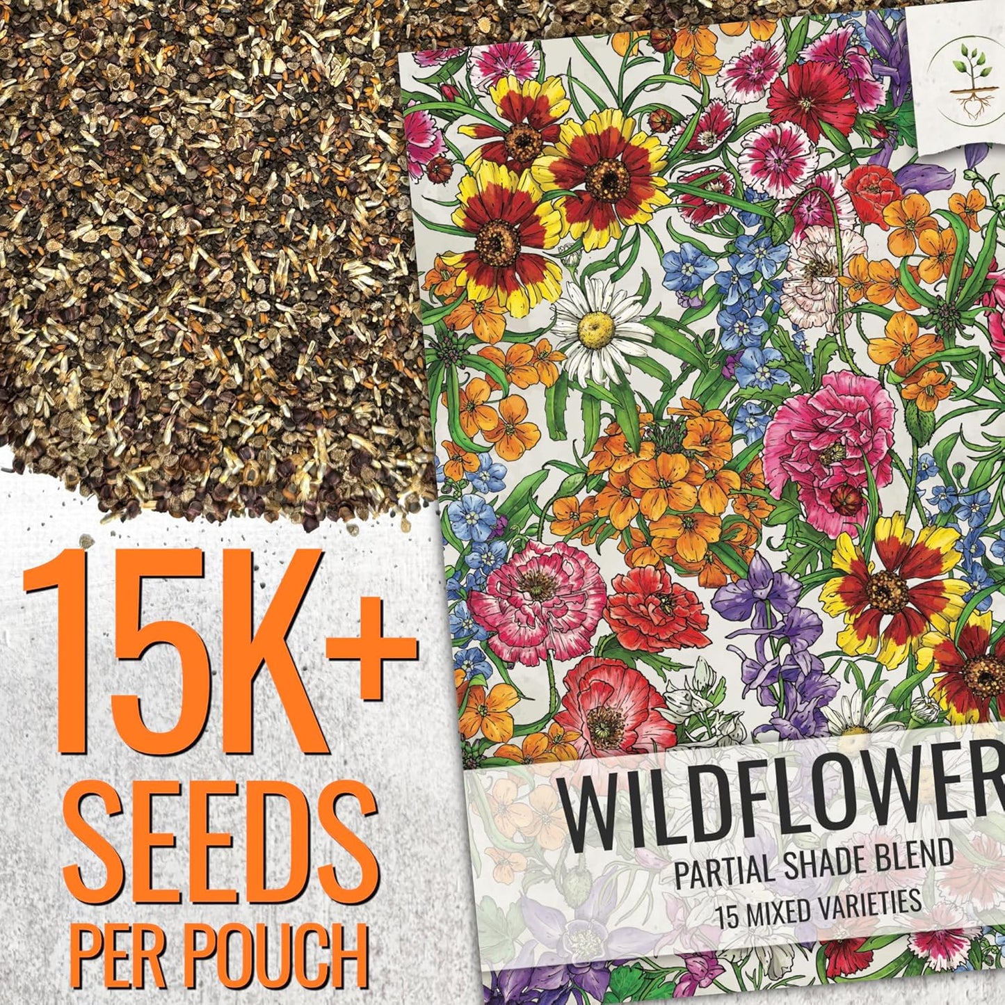 Seed Needs Partial Shade Wildflower Seed Mix for Planting | 5 Packs (1 Ounce Each) 14+ Varieties Open Pollinated Annual & Perennial Species | Flower Seeds Shade Tolerant | Bulk