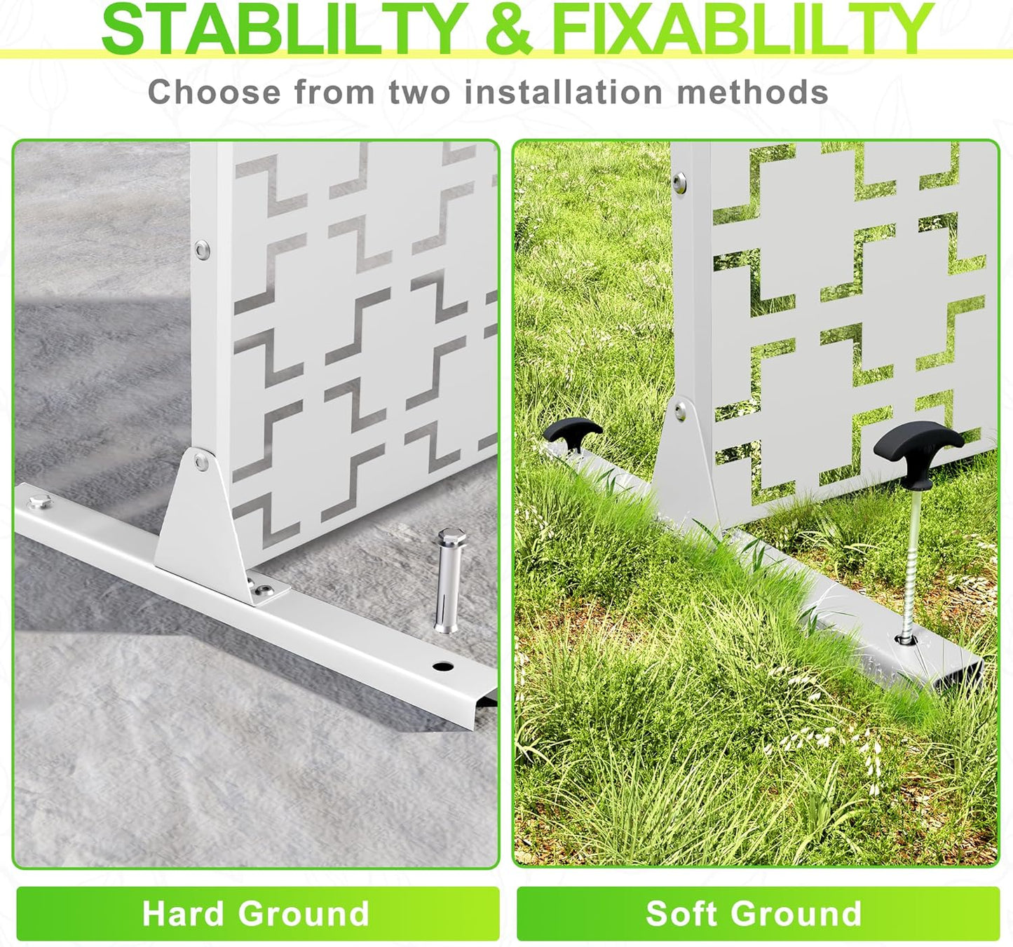 Outdoor Privacy Screen,72" H×47" W Metal Privacy Screen, Freestanding Privacy Fence Panels for Patio