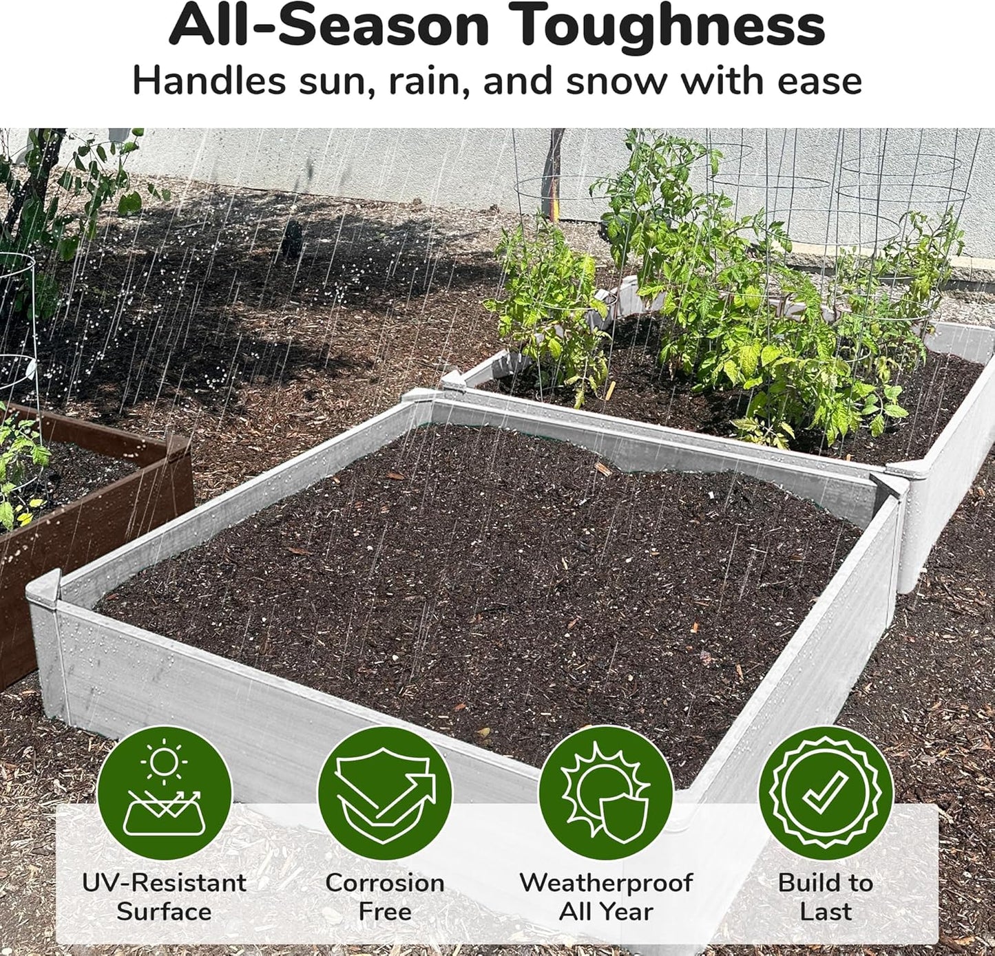 Raised Garden Bed - 4x4 ft Planter Box - White HDPE - No Tools Needed - DIY Kit for Urban Gardening, Flowers, Herbs & Vegetables - Made in The USA