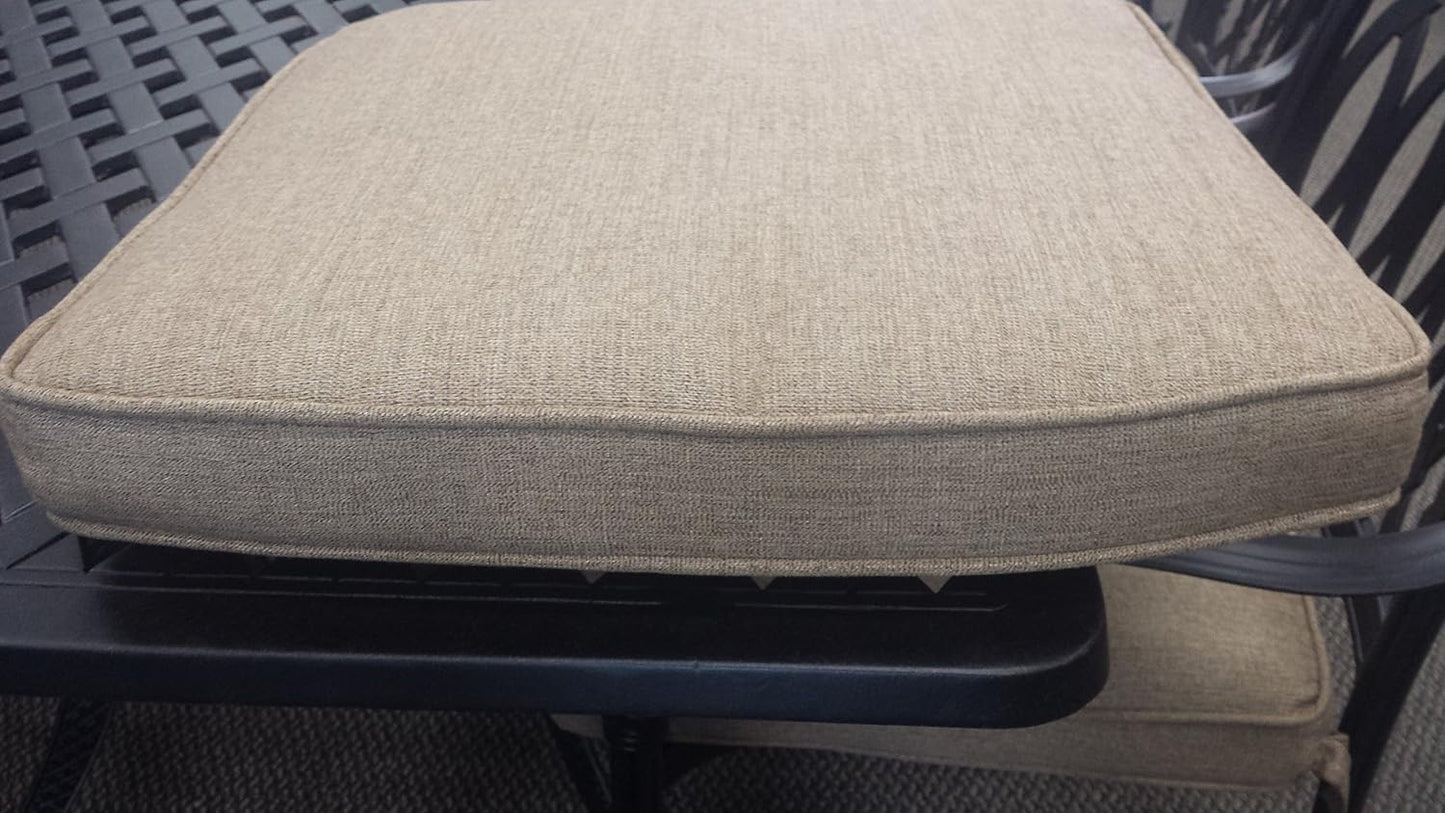 Grand Tuscany Outdoor Patio 7 pcs Round Fire Gas 52" Dining Set Dark Bronze Cast Aluminum Sunbrella Cushions (Set with 6 Regular Chairs)