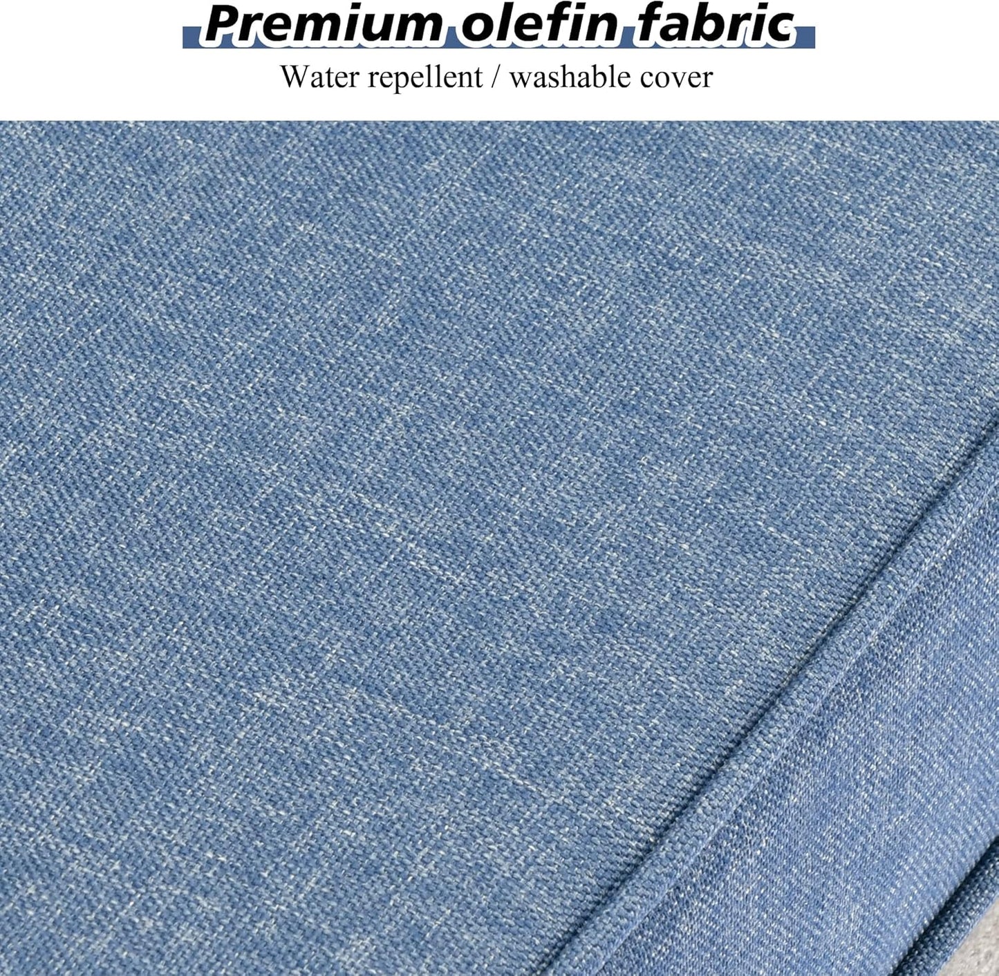 HOOOWOOO Modular Patio Outdoor Sectional Furniture Set with Gas Propane Fire Pit Table,7 Piece Wicker Conversation Sofa Set,Out Door Couch Set with Wide Arm Outside(Denim Blue)