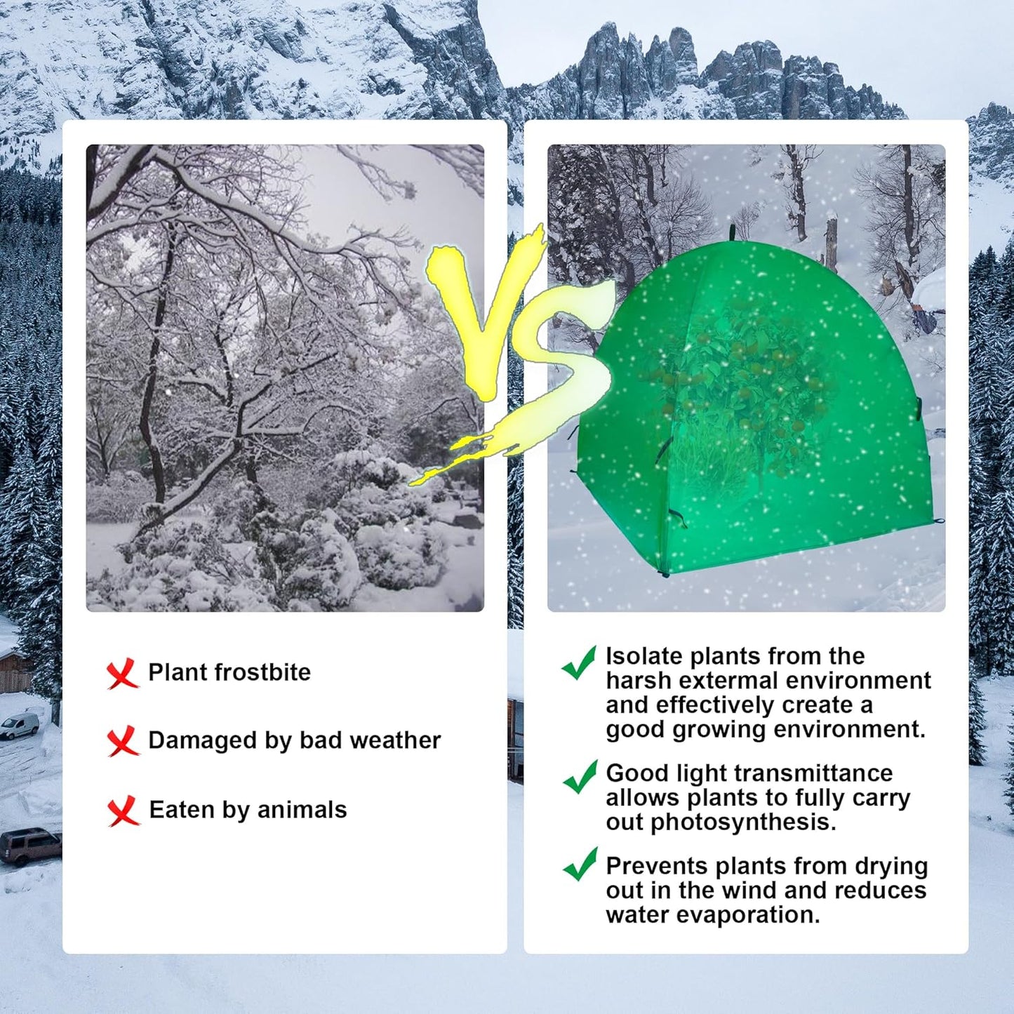 50″*50″*40″ Winter Plant Warm Covers - Raised Bed Cover, Garden Row Accelerator, Warm Tent Freeze Protection Humidity Domes for Germination, Seedling Propagation Protecting Plants from Animals 2PCS