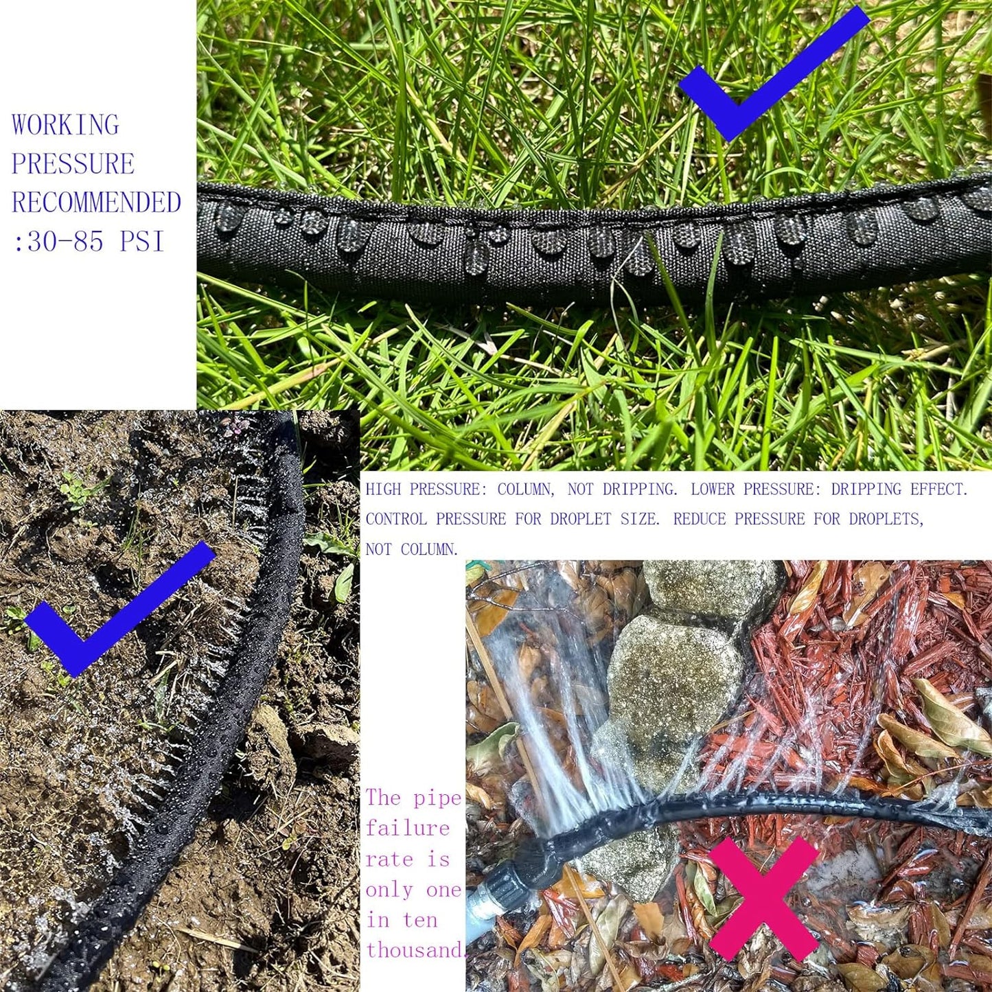 2025 Flat Soaker Hose 25 ft with Stakes for Garden, 25ft Linkable Drip Hose Diy Garden Irrigation System Saving 80% Water, Dual-layer Leak-free Design Water Hose with Holes