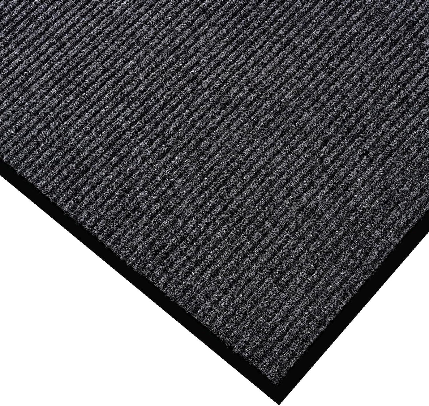 fani Heavy Duty Large Outdoor Indoor Entrance Black Doormat Waterproof Low Profile Entrance Rug Front Door Mat Patio Anti-Skid Rubber Back, 48x120 inch (Gray)