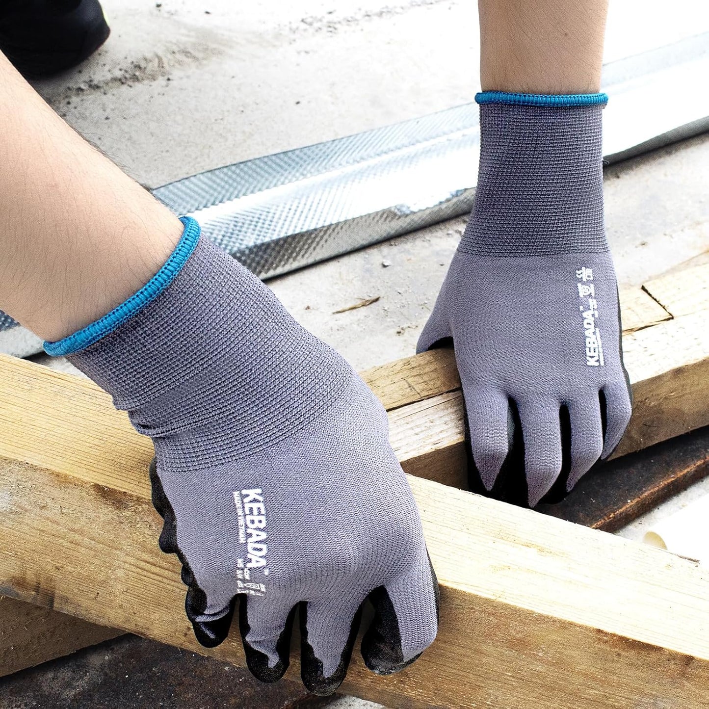 Kebada Work Gloves for Men and Women, Foam Nitrile Coated Safety Gloves with Grip, Ideal for Warehouse Package Handling, Gardening, Mechanic and Construction, Small