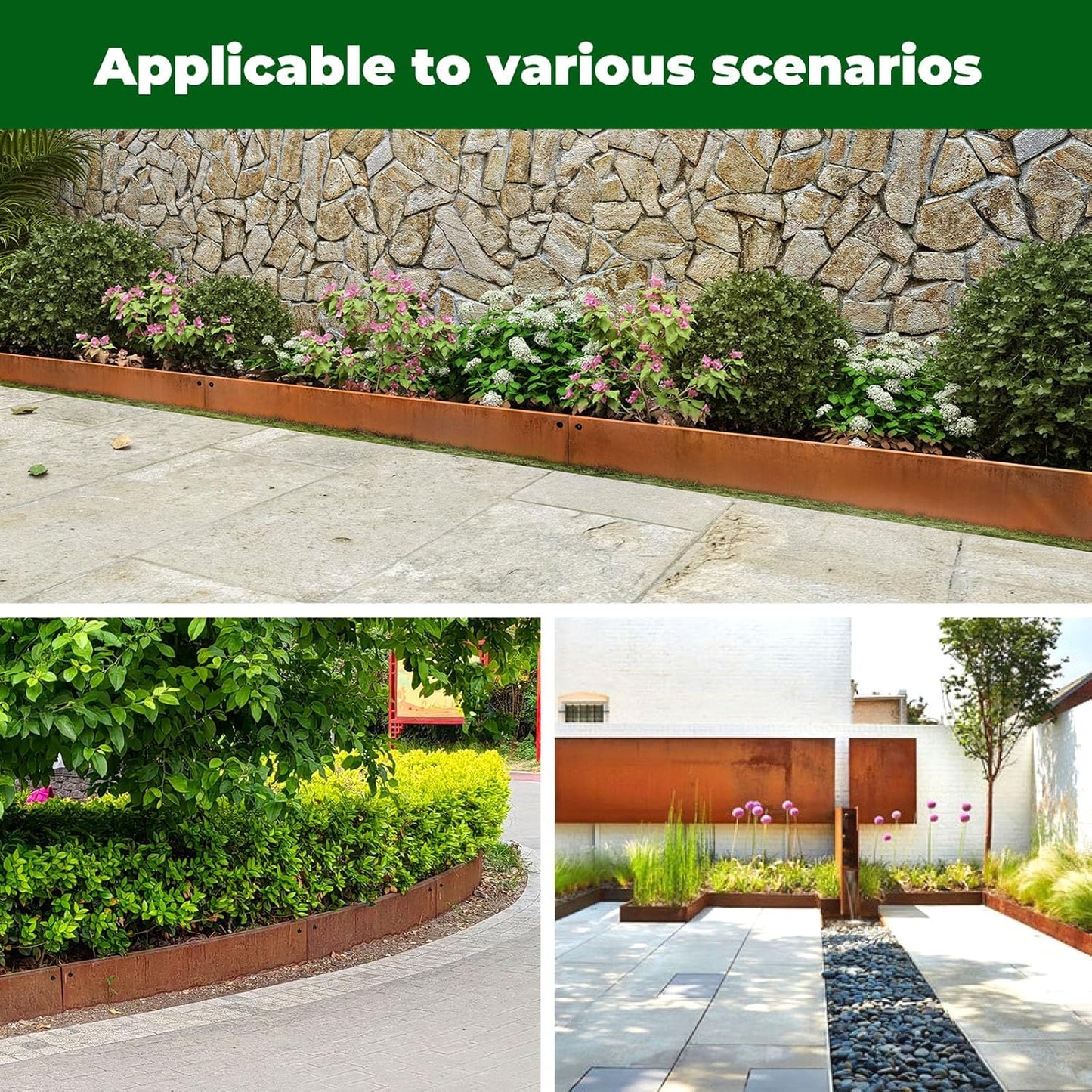 Steel Garden Metal Landscape Edging 40 inch with Top Bending Protection Pre-Rusted Steel Garden Edging 6 Inch Depth 90 Degree Bend 6 Pack for Lawn Yard (6 inch-90 Degree Bend, Rusted)