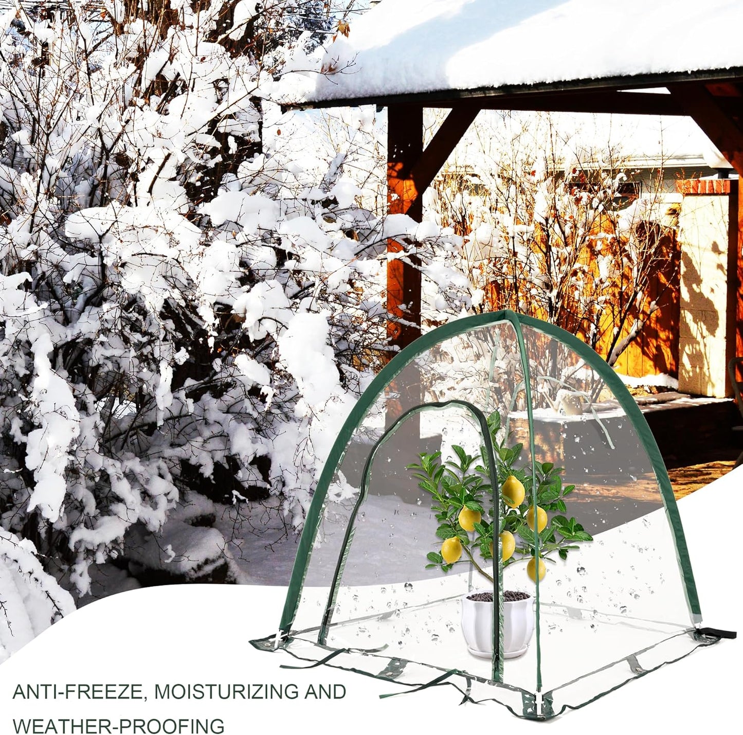 Portable Mini Greenhouse for Winter Gardening - Transparent PVC Pop Up Plant Protector Cover for Heat Preservation in Backyard