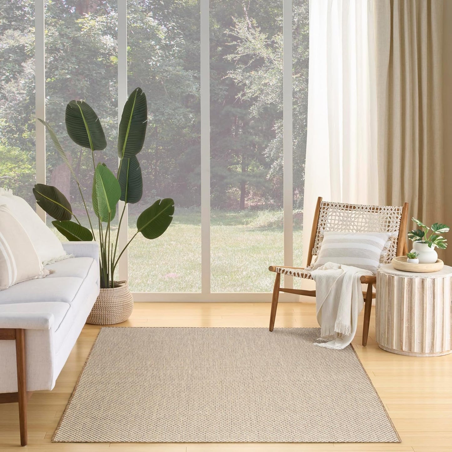 Nourison Home Courtyard Jute Ivory 6' x 9' Area Rug - Easy Clean, Non Shedding, Bedroom, Living Room, Dining Room, Kitchen