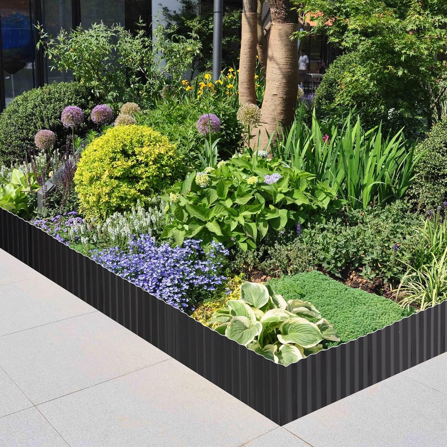 Corrugated Metal Garden Edging, 6"×40Ft Durable Metal Landscape Edging, Modern Corrugated Design for DIY Flower Beds and Landscaping Borders(Black)