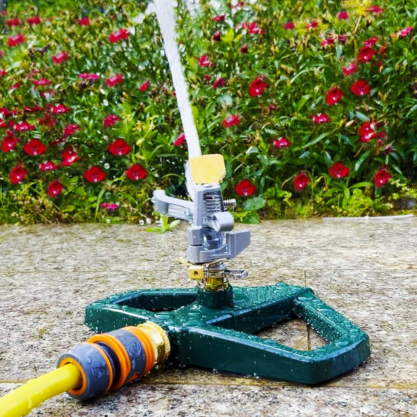 Heavy Duty Metal Pulsating Sprinkler for Yard - 360 Degree Roating Automatic Water Sprinkler for Lawn with Metal Base, Pulsating Impact Sprinklers for Large Area Covers Up to 85‘ Diameter