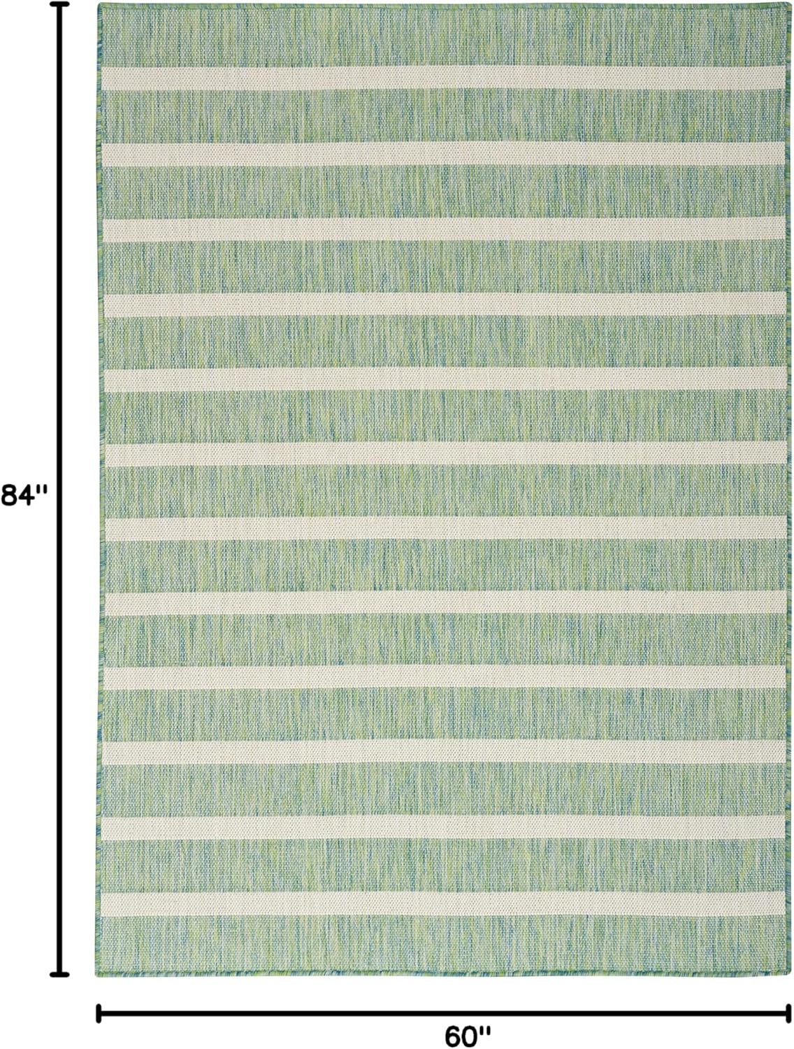 Nourison Home Positano Indoor/Outdoor Blue Green Ivory 5' x 7' Area Rug, Easy Cleaning, Non Shedding, Bed Room, Living Room, Dining Room, Deck, Backyard, Patio (5x7)