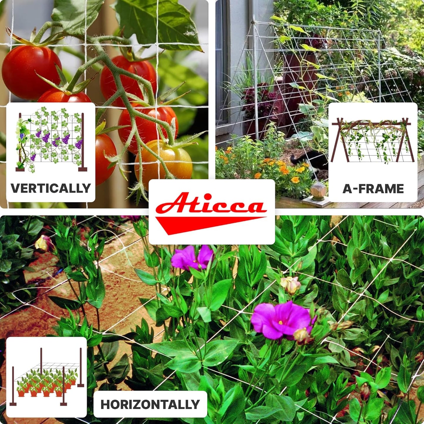 Trellis Netting 5 x 350 ft Heavy Duty Polyester Plant Support Netting White - 6 Inch Garden Rope Trellis on Roll - Mesh Twine for Growing Vine Climbing Plants, Flowers, Peas, and Tomatoes