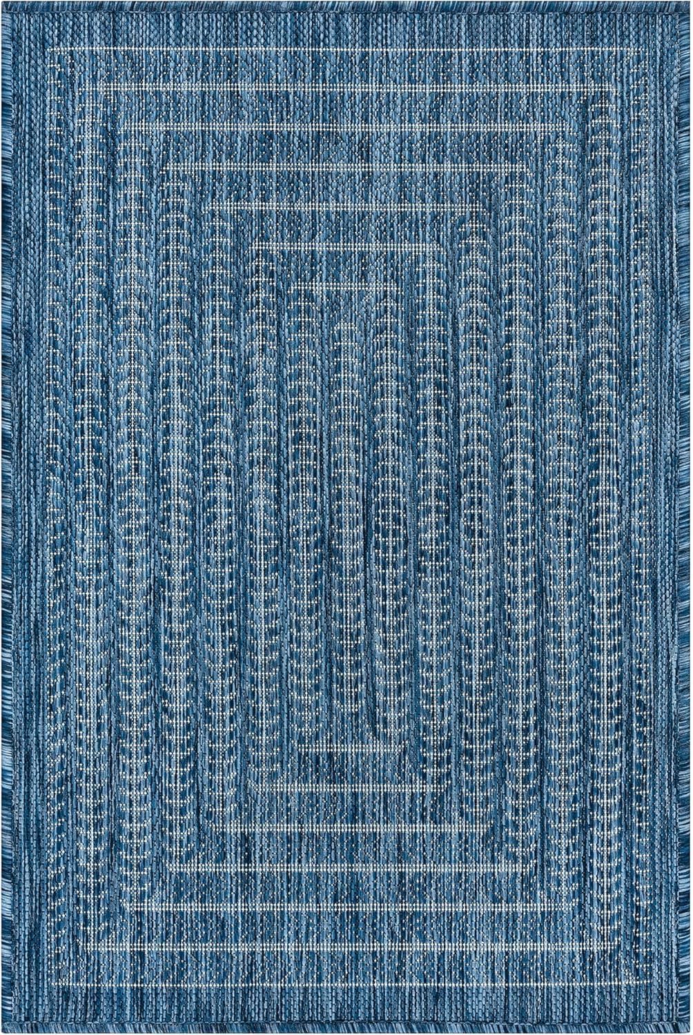 Adiva Rugs Outdoor Indoor Area Rug, Weather Resistant, Easy to Clean, Stain Resistant Floor Mat for Dining Room, Backyard, Deck, Patio (Azure Denim Blue, 6' X 9')