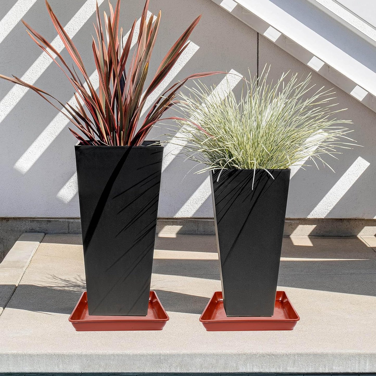 5 Pack Square Plant Saucer 12 Inch, Saucer for Plant Pots, Plastic Plant Water Dray Tray, Flower Pot Saucers, Square Planters for Indoors and Outdoors Plants.