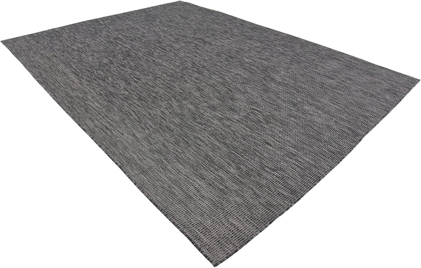 Unique Loom Collection Casual Transitional Solid Heathered Indoor/Outdoor Flatweave Area Rug (9' x 12' Rectangle, Black/Ivory)