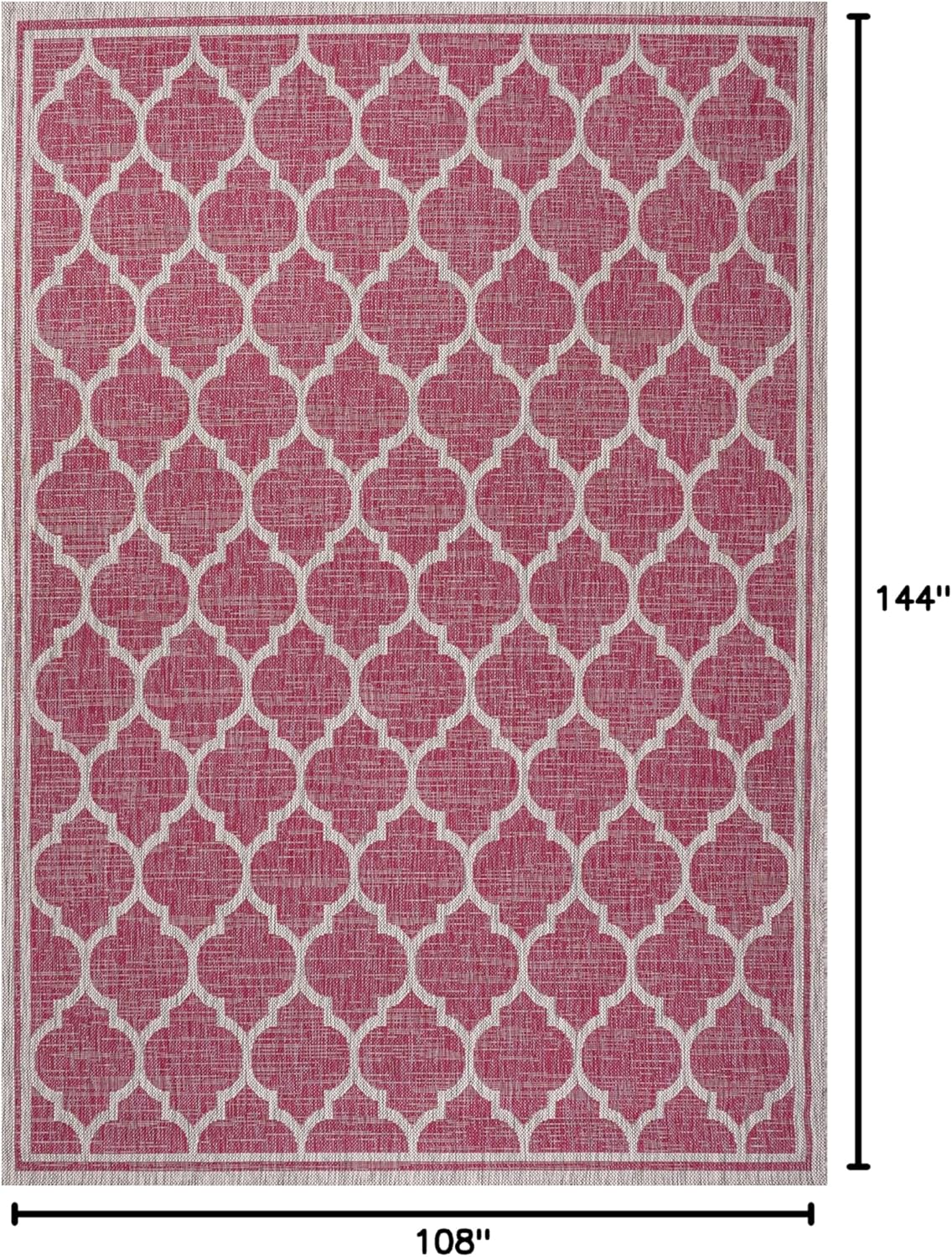 Eyely BMS109H-9 Santa Monica Trebol Moroccan Trellis Textured Weave Indoor/Outdoor Area Rug Coastal;Bohemian, Bedroom, Backyard, Patio, Easy-Cleaning, Non-Shedding, 9 X 12, Fuchsia/Light Gray