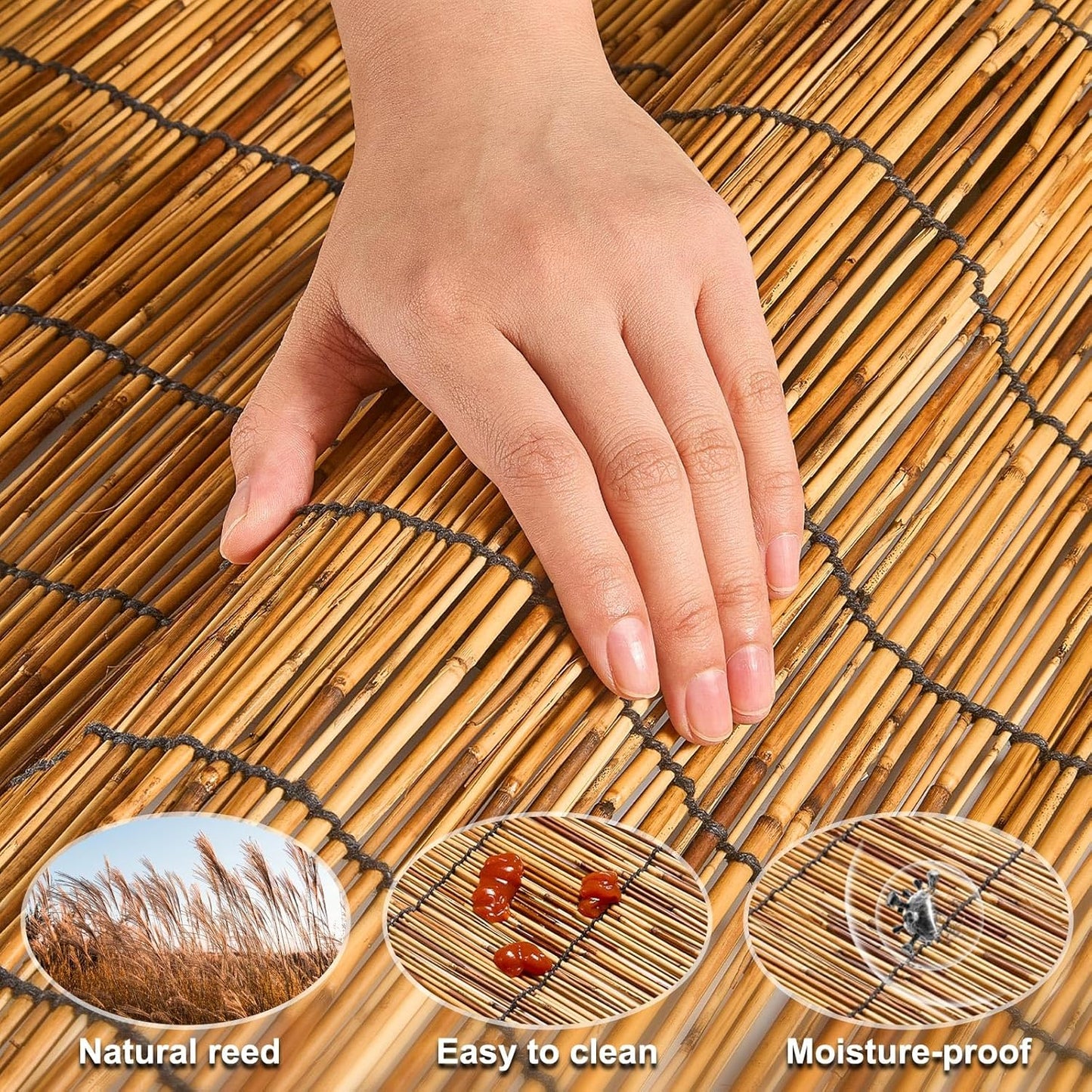 Bamboo Fencing–Handwoven,Bamboo Wall Panel Outdoor Privacy Reed Screening for Garden,Balcony,Backyard,Patio,2ftx16ft