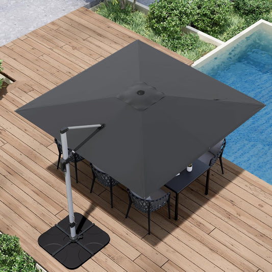 Patio Umbrella, 10FT Outdoor Cantilever Umbrella with 360-degree Rotation for Garden, Deck, Backyard, Pool and Beach, Grey