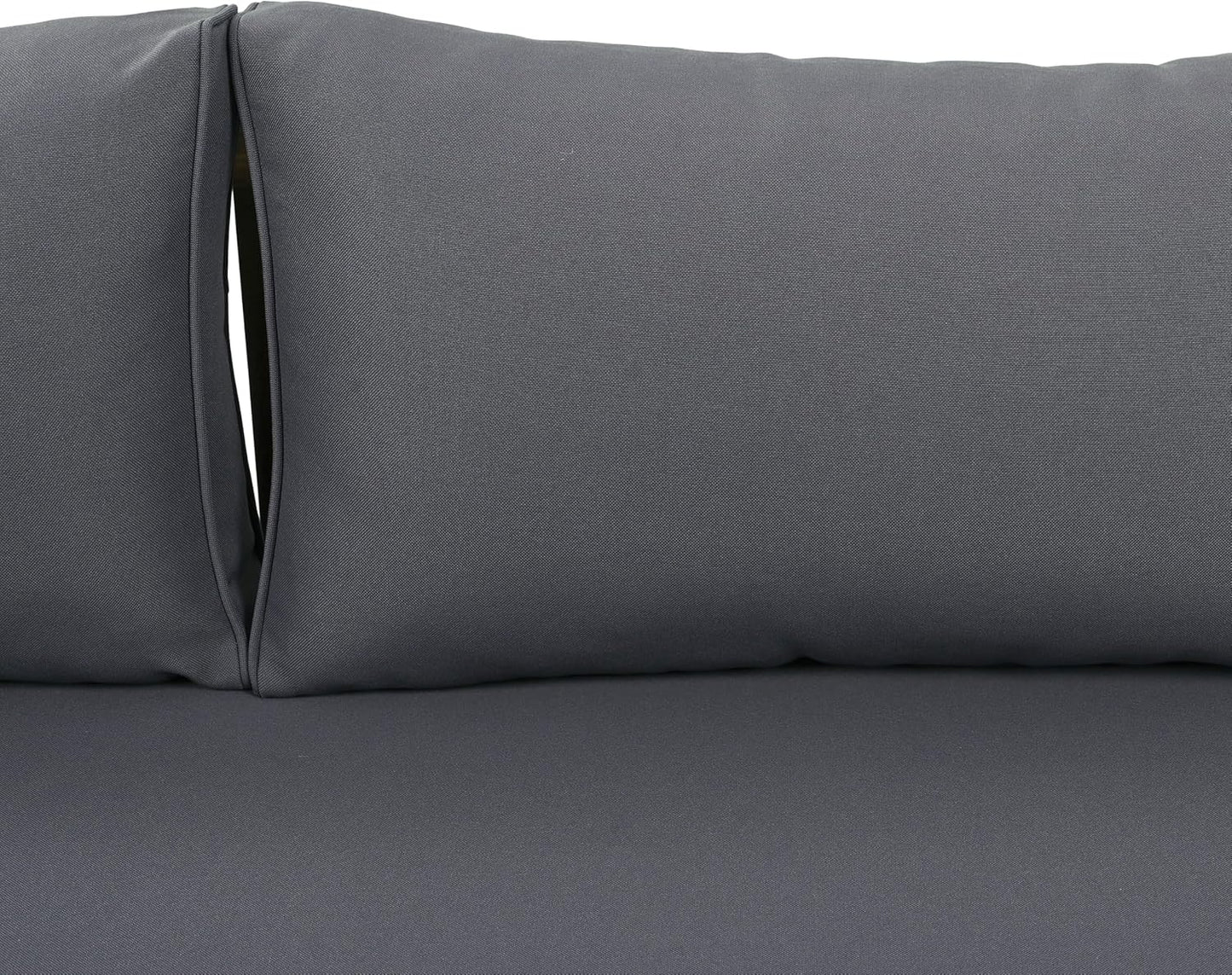 Christopher Knight Home Claremont Outdoor 3 Seater Acacia Wood Daybed with Fabric Water Resistant and Removable Cushions, Patio Garden Sofa with Slat Paneling Armrest and Back, Teak and Dark Grey