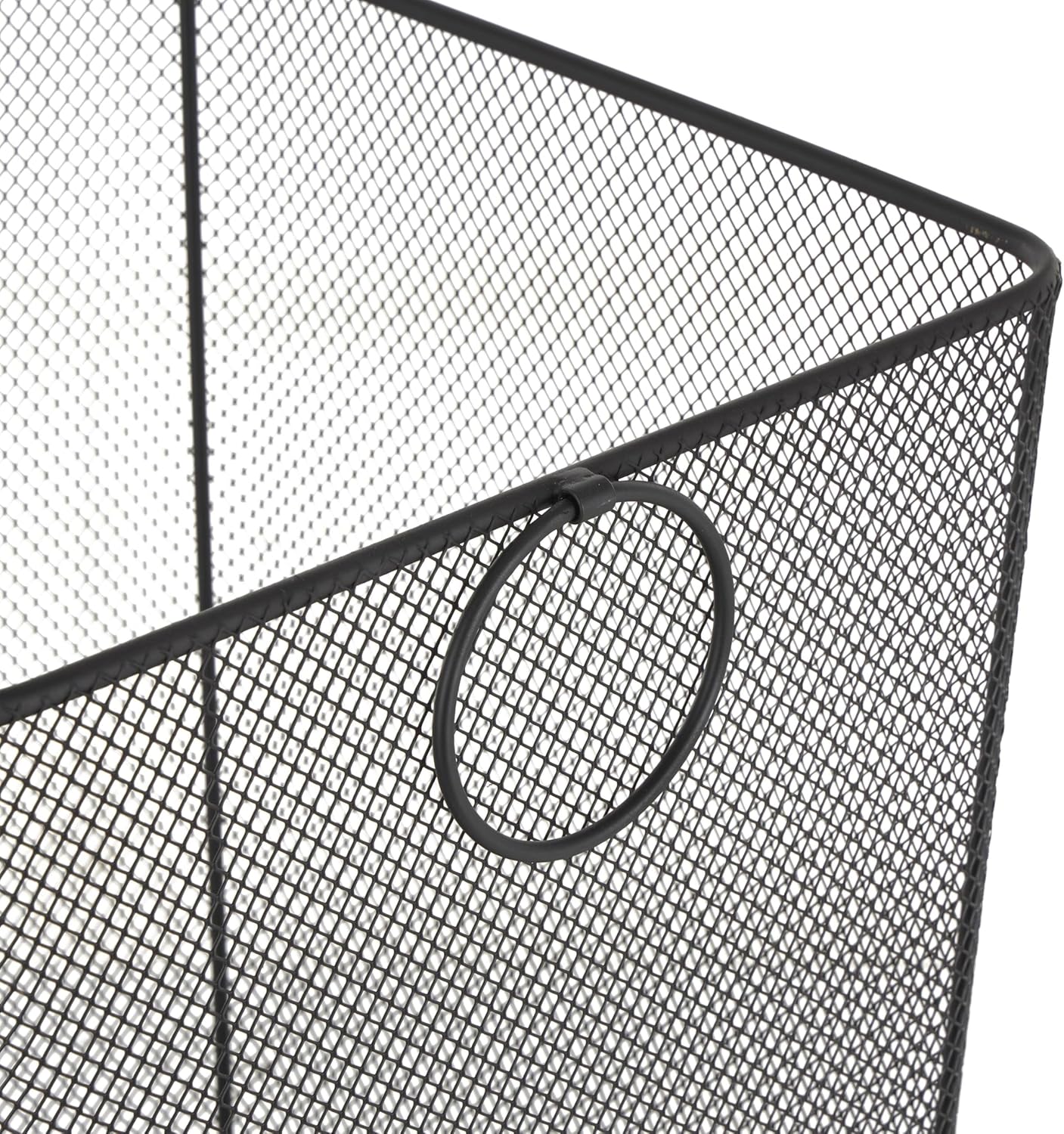 Deco 79 Metal Storage Basket Square Mesh Wire Rolling Laundry with Ring Handles, 17" x 16" x 24", Black