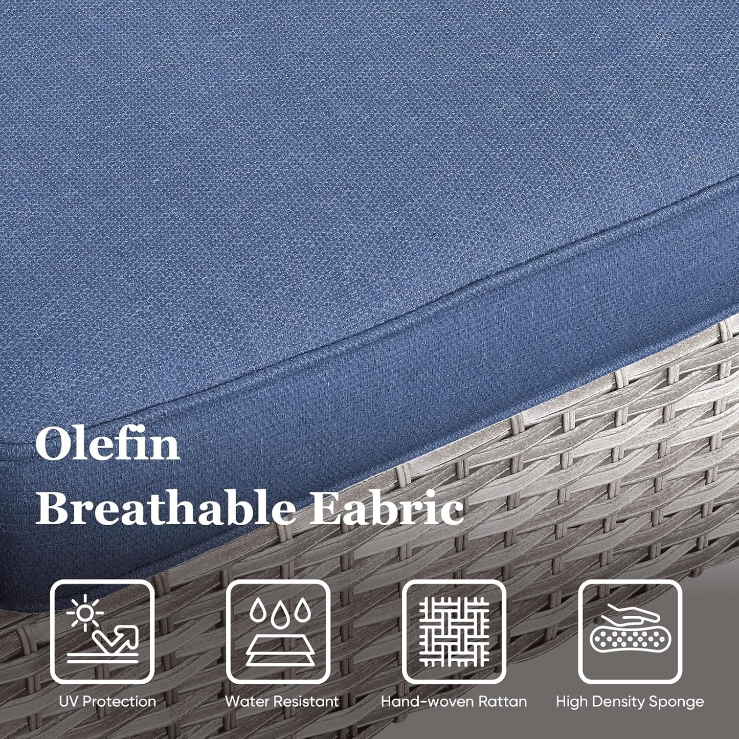 HUMMUH Patio Swivel Chairs Set of 2,PE Wicker Outdoor Rocker Chairs Bistro Set Porch Balcony Furniture with Cushions