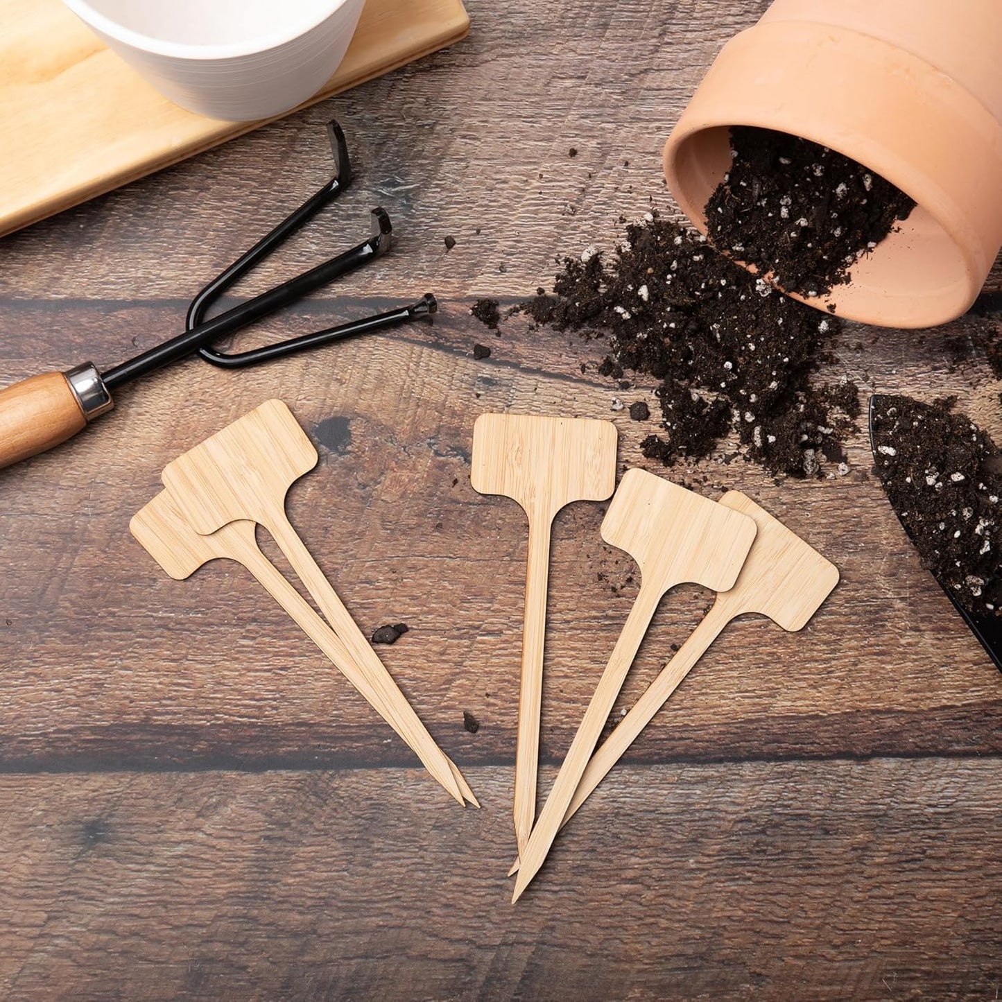 Bamboo Plant Stakes, 50pcs, Extra Long Plant Labels (2.25" x 1.5" x 7"), Bamboo Garden Signs, 50 pcs Plant Tags, Plant Identifications Stakes, Plant Markers