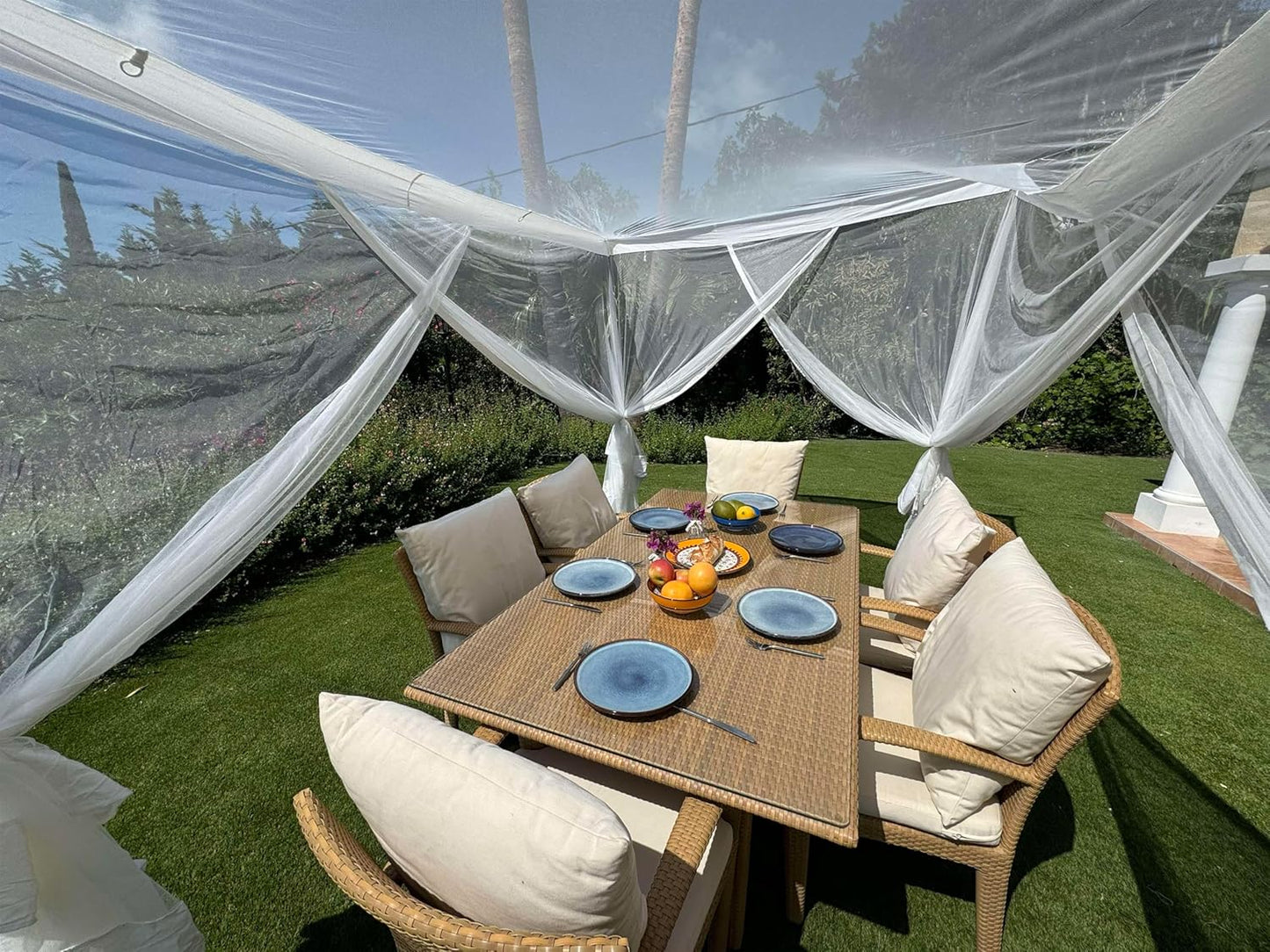 Mosquito Net for Patio 13 x 10 FT | Very Large Sizes & Fabric Designed for Outdoors | Insect House Screen Netting for Gazebo, Porch & Garden Terrace | White Outside Canopy Bug Protection