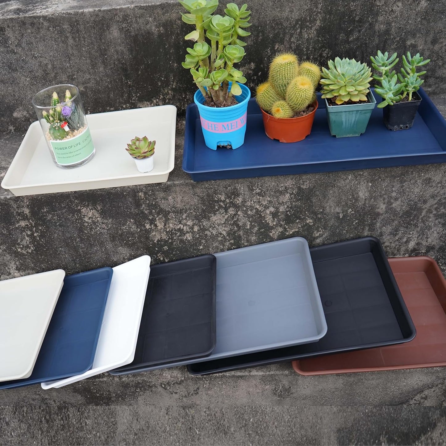 2 Pack Plant Growing Nursery 1020 Trays, Plant Saucer Tray, Heavy Sturdy Seed Starting Trays, Plant Starter Trays for Indoors No Holes, Seed Starter Growing Tray (22"x11.2", Gray)