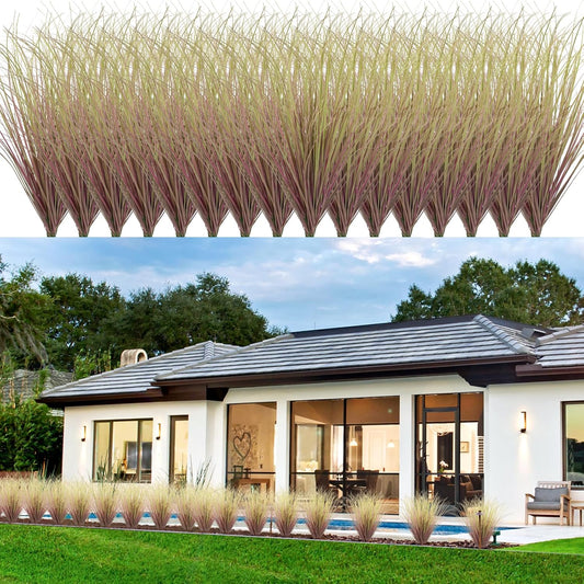 48Pcs Artificial Grass Plants, Faux Shrubs Wheat Grass, Artificial Tall Grass Fake Plants for Outdoor Decor,Artificial Greenery Stems Weed for Room Indoor Home Decor（Light Purple）