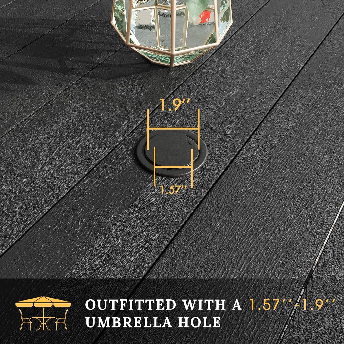 VICLLAX Patio Dining Set for 8, 9 Pieces Outdoor Furniture Set Includes 56.3" Round Patio Table and 8 Patio Stackable Chairs, Outdoor Table and Chairs for Outsides, Black Tabletop and Red Fabric