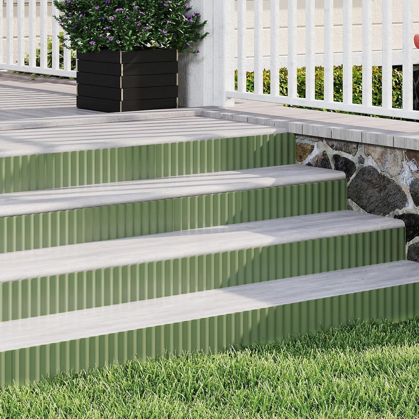 Metal Garden Edging Border, Corrugated Steel Landscaping, DIY for Lawn (Green, 8 Inch x 10FT)