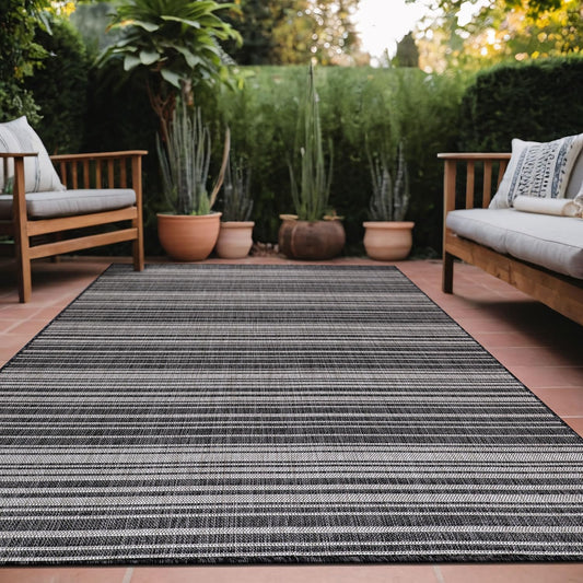 Stripe Outdoor Rug 6x9 Washable Outside Carpet for Indoor Patio Porch Waterproof Easy Cleaning Non Shedding Area Rugs Dark Gray 6 x 9