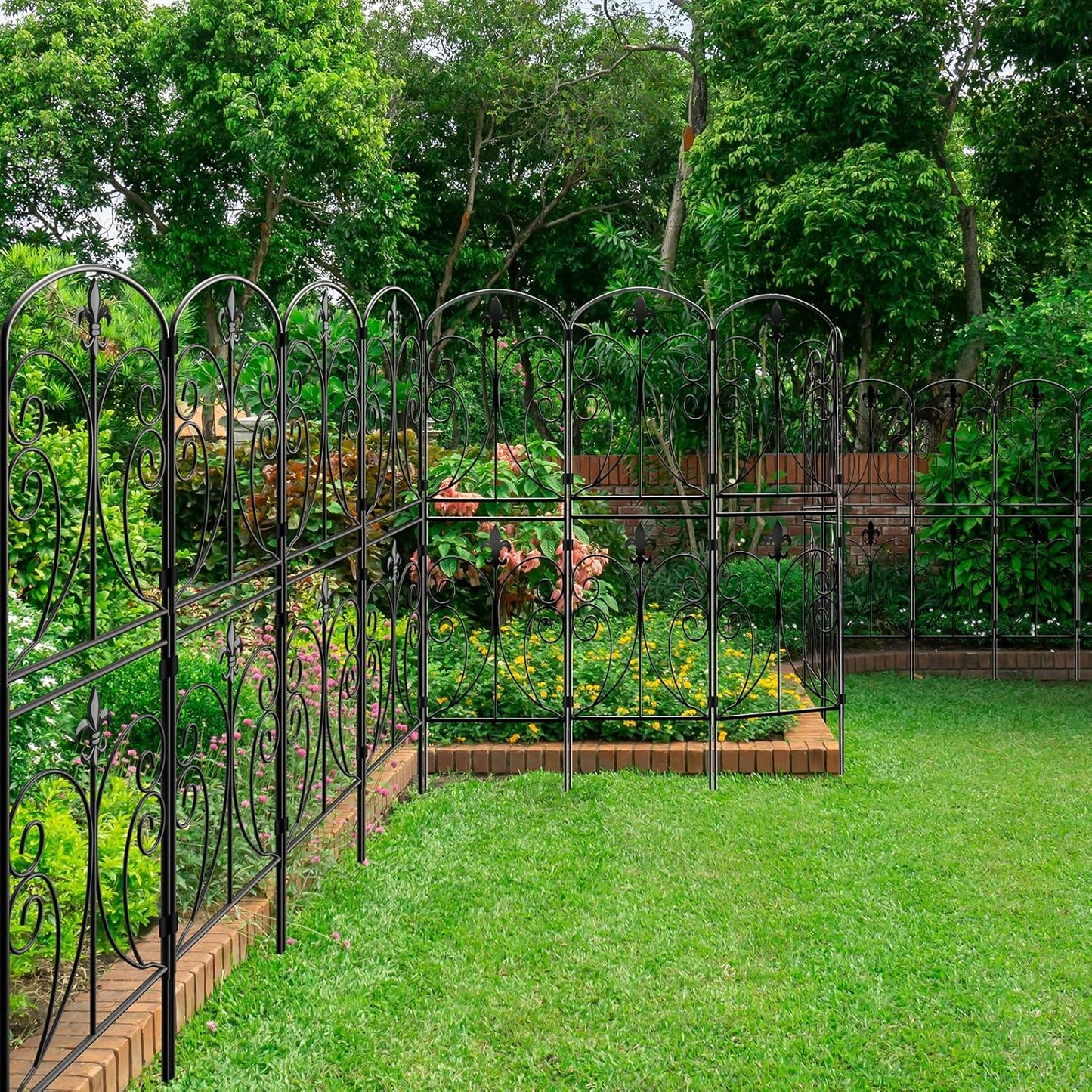 Skcoipsra Decorative Garden Fence 15 Pack, 37.5in(H) x 16ft(L) Animal Barrier Fence, Rustproof Metal Fencing for Yard, Dog Rabbits Wire Section Garden Edging Border for Yard Patio Garden, Arched