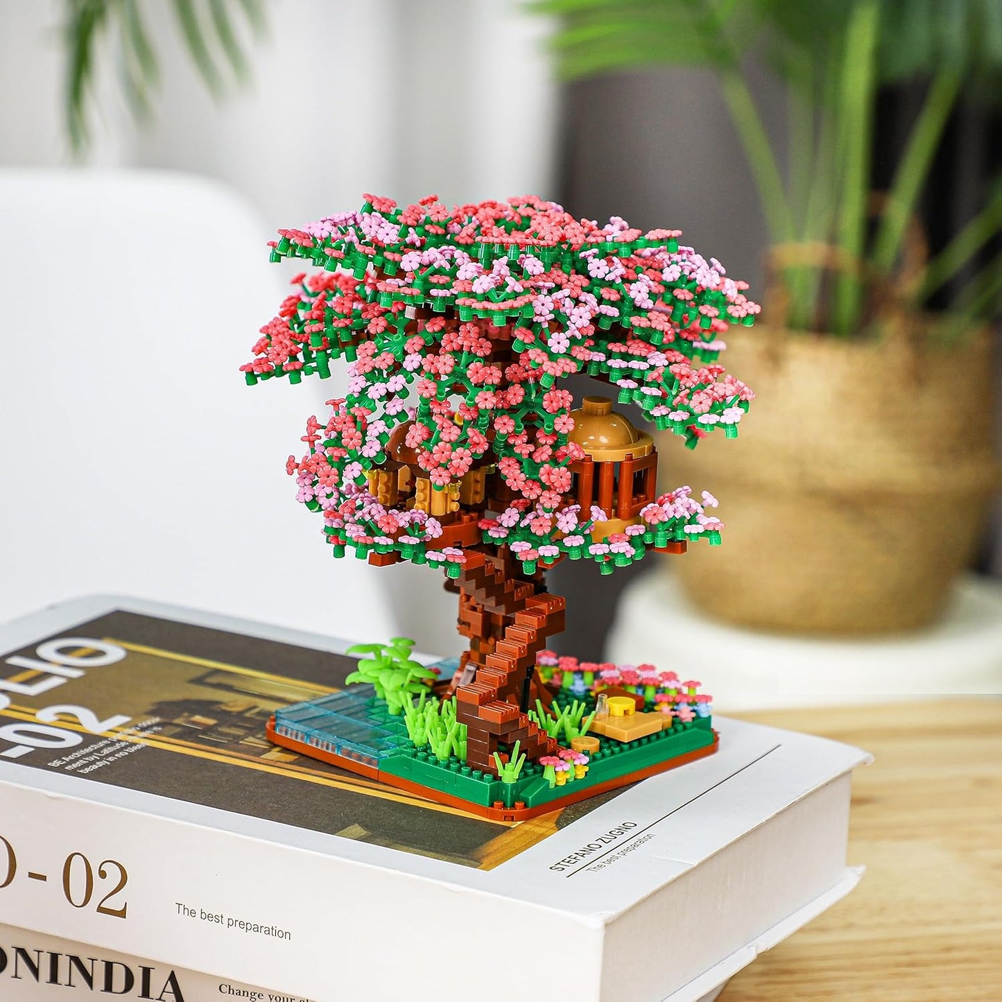 Cherry Blossom Bonsai Tree Mini Micro Building Set, Japanese Sakura Tree House Model Sets for Adults, Flowers House Mini Bricks Building Kit, Creative Gift Toys for Kids 12-14 (2138PCS)