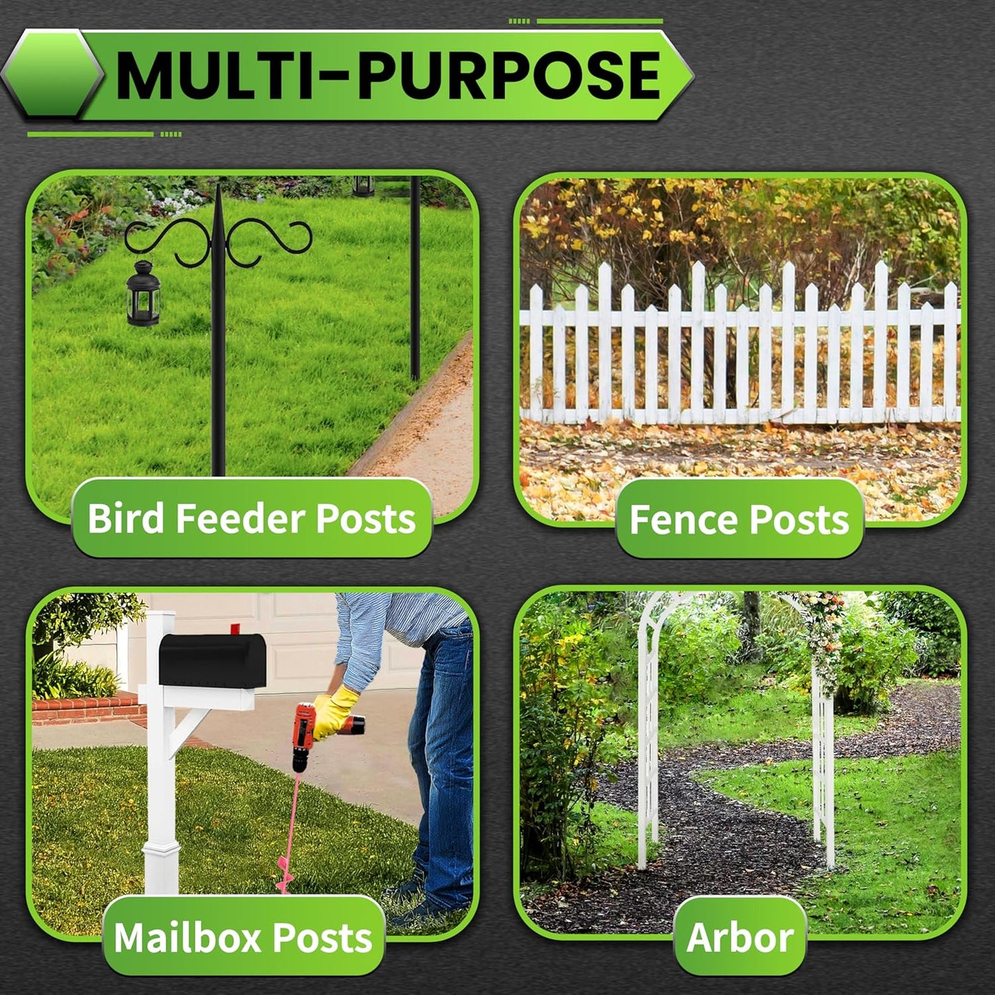 SYITCUN Auger Drill Bit for Planting - 2"X32" Heavy-Duty Garden Auger Spiral Drill Bit - Bulb Planter Tool & Auger Post Hole Digger - 3/8" Hex Drive Drill