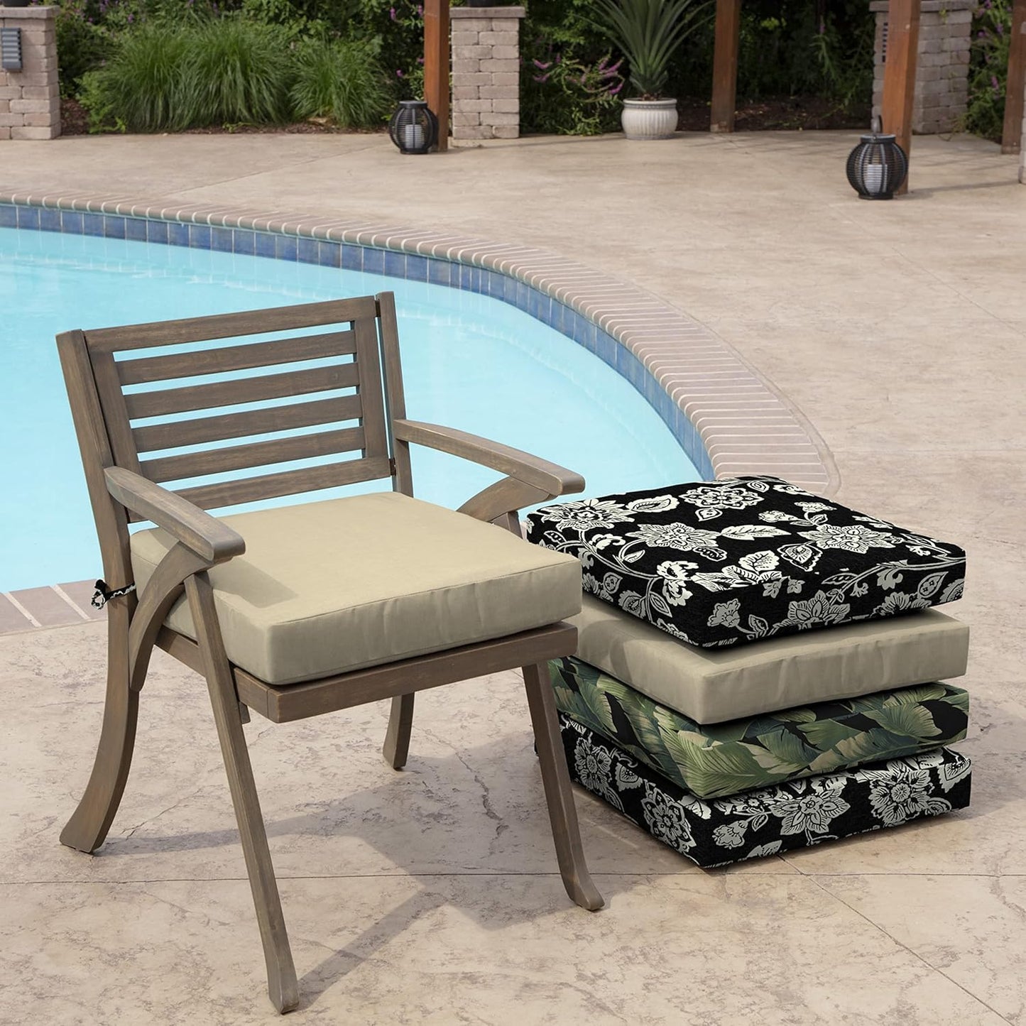 Arden Outdoor Seat Cushion, 19 x 19, Rain-Proof, Fade Resistant Tan Leala