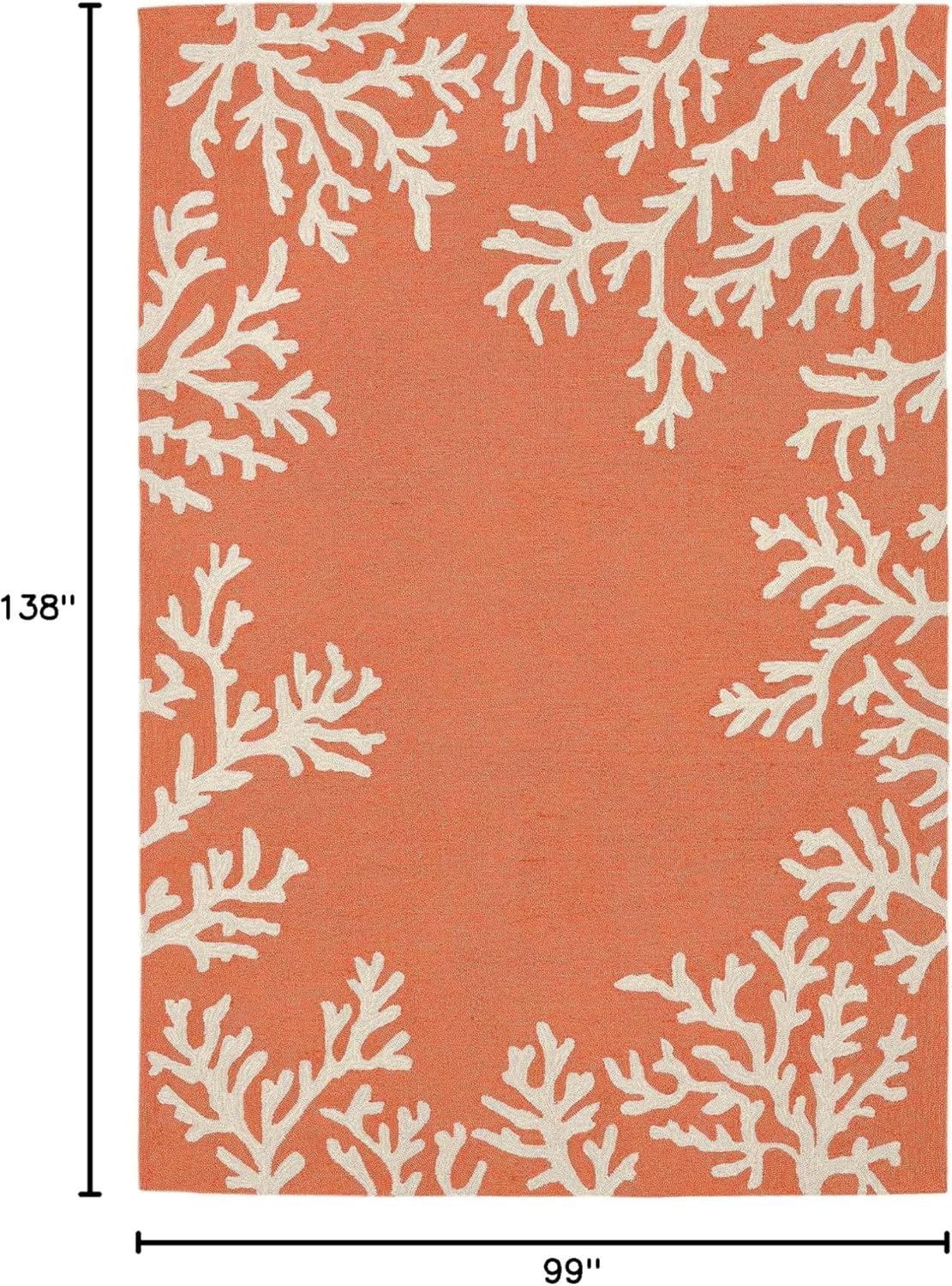 Liora Manne CAPRI Indoor/Outdoor Handmade Synthetic Blend Durable Area Rug - Traditional Border Coastal Beach Accent (Coral Border Coral) (8'3" x 11'6")