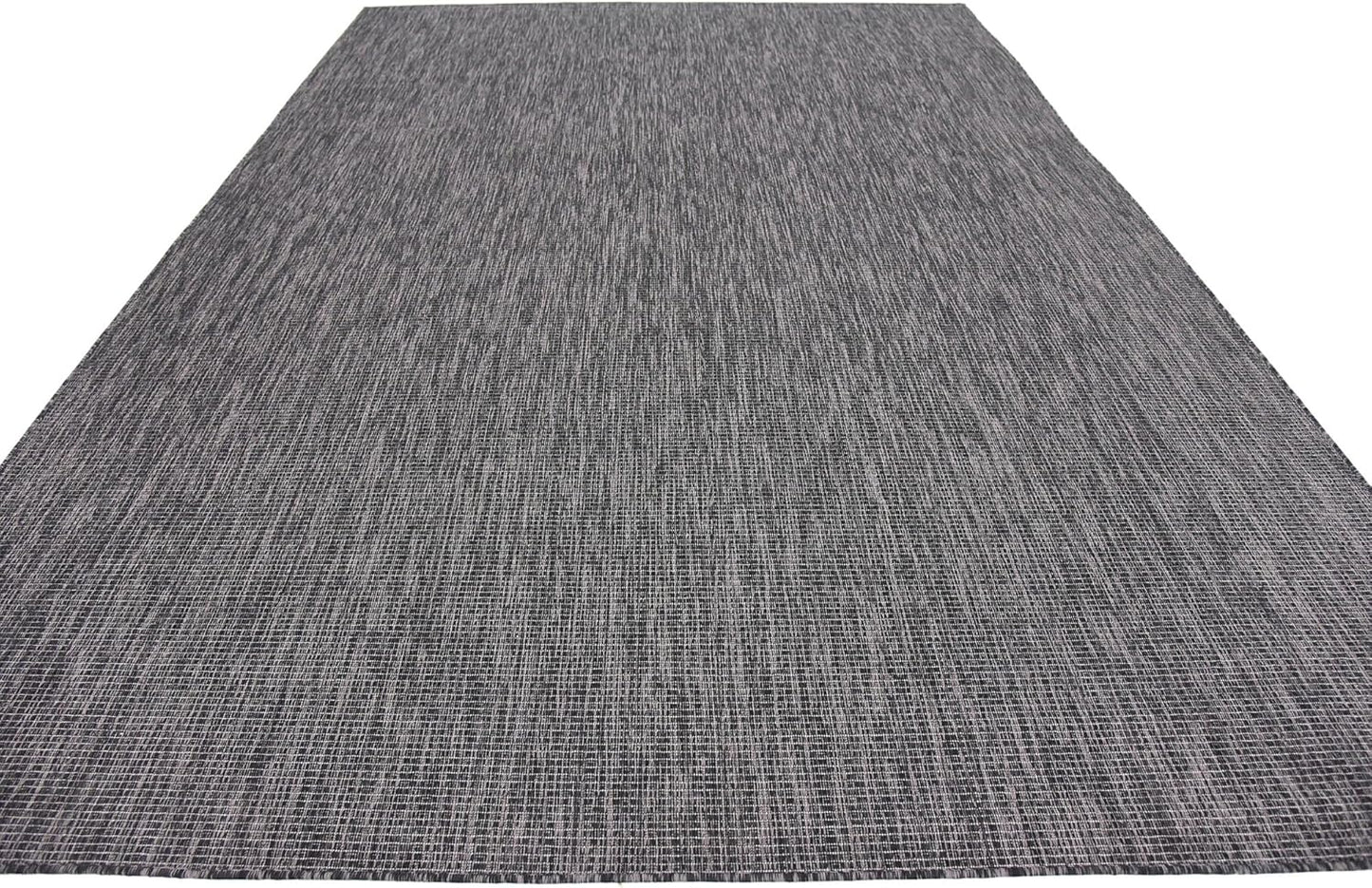 Unique Loom Collection Casual Transitional Solid Heathered Indoor/Outdoor Flatweave Area Rug (8' x 11' 4" Rectangle, Black/Ivory)