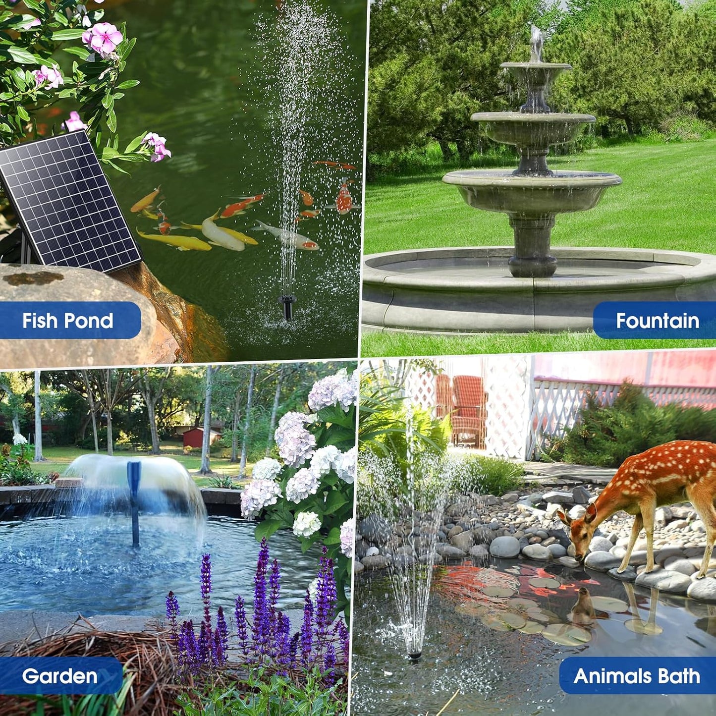 POPOSOAP 25W Solar Fountain Pump, Solar Water Pump with Water Flow Adjustable, Water Pump with Water Shortage Protection &17Ft Cord & 6.56FT Clear Tubing for Ponds, Waterfall, Garden