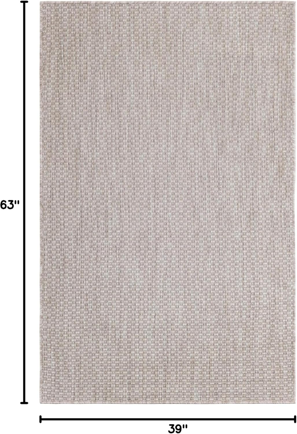 Unique Loom Outdoor Solid Collection Area Rug (3' 3" x 5' 3" Rectangle Beige/Ivory)