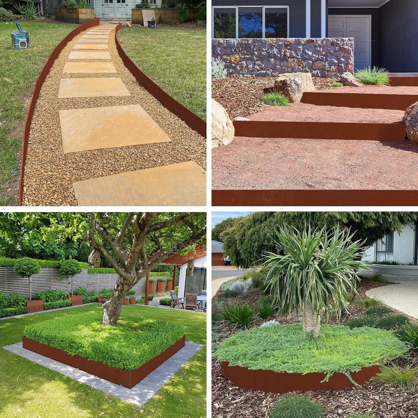 Co-rten Steel Landscape Edging 10" H x 40" L, 6 Pack Heavy Duty Metal Garden Edging, 20Ft Pre-Rustyed Steel Edging, Bendable Metal Edging for Landscaping, Yard, Tree, Flower Bed