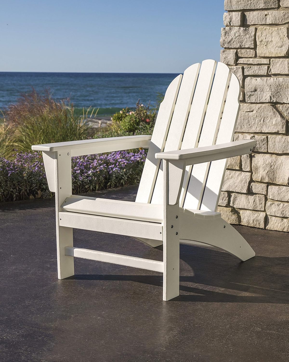 Polywood Vineyard Adirondack Chair, Outdoor Patio Furniture, All-Weather Composite, Pool Deck Garden Chair, Made in USA, Slate Grey